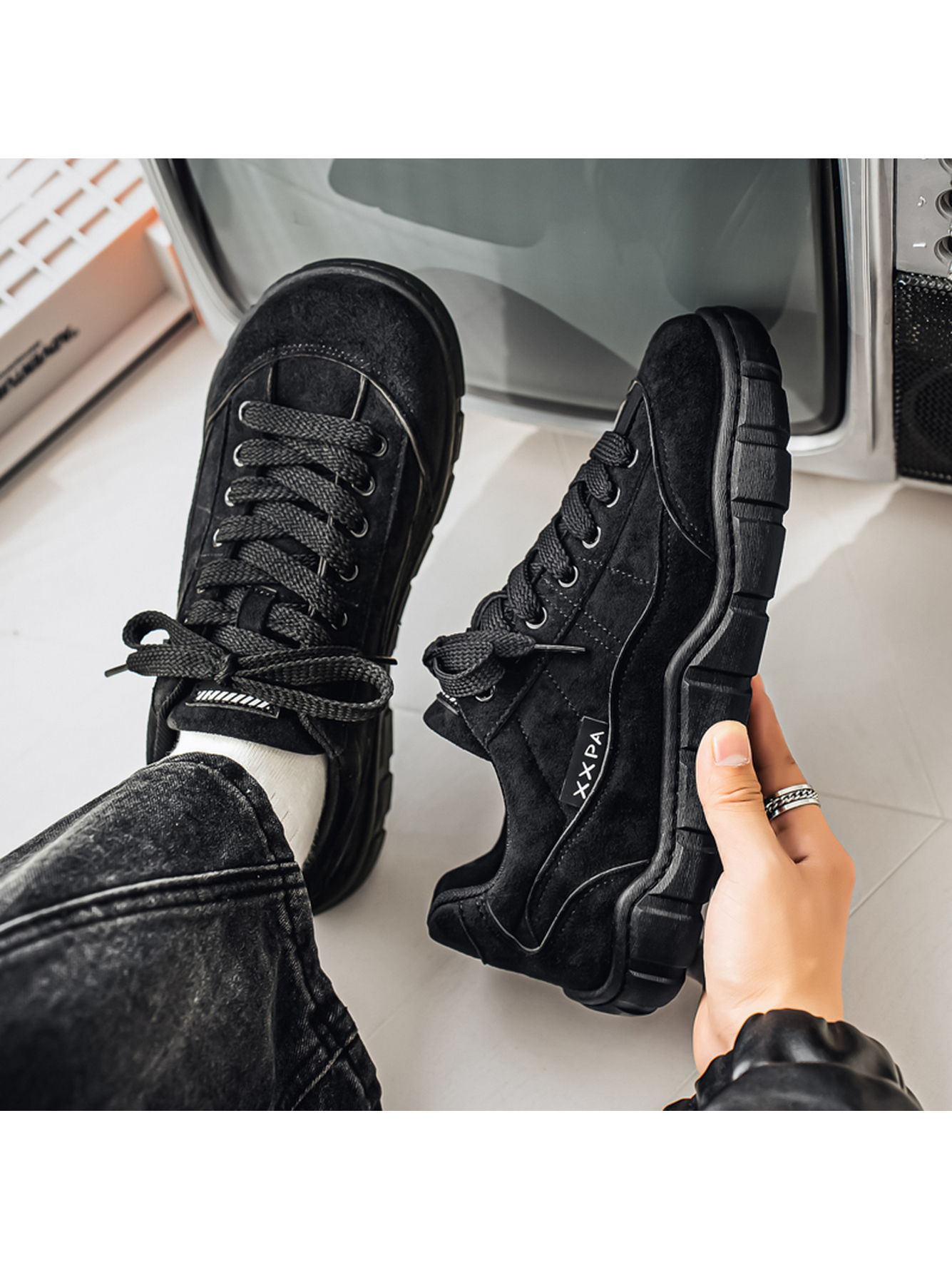 Black Suede Casual Sneakers