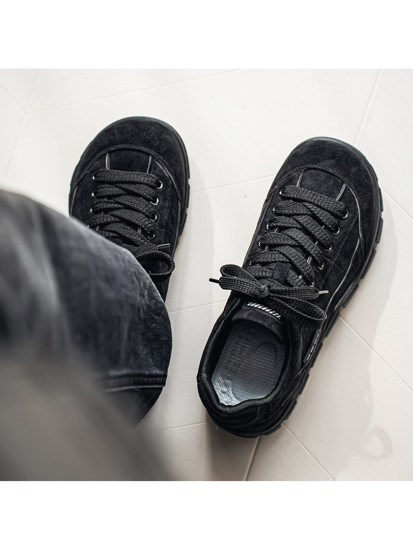 Black Suede Casual Sneakers