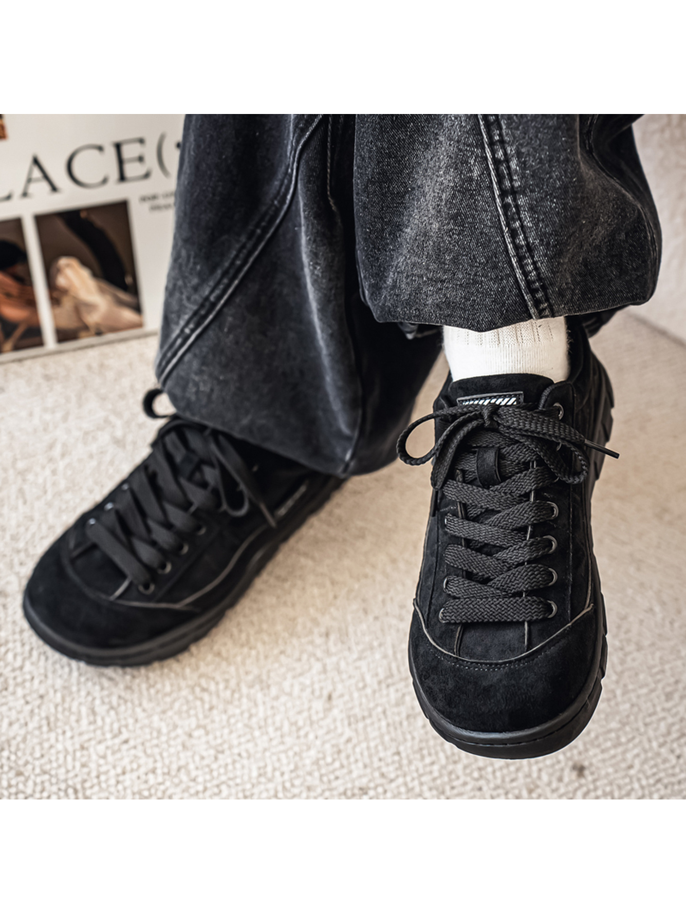 Black Suede Casual Sneakers