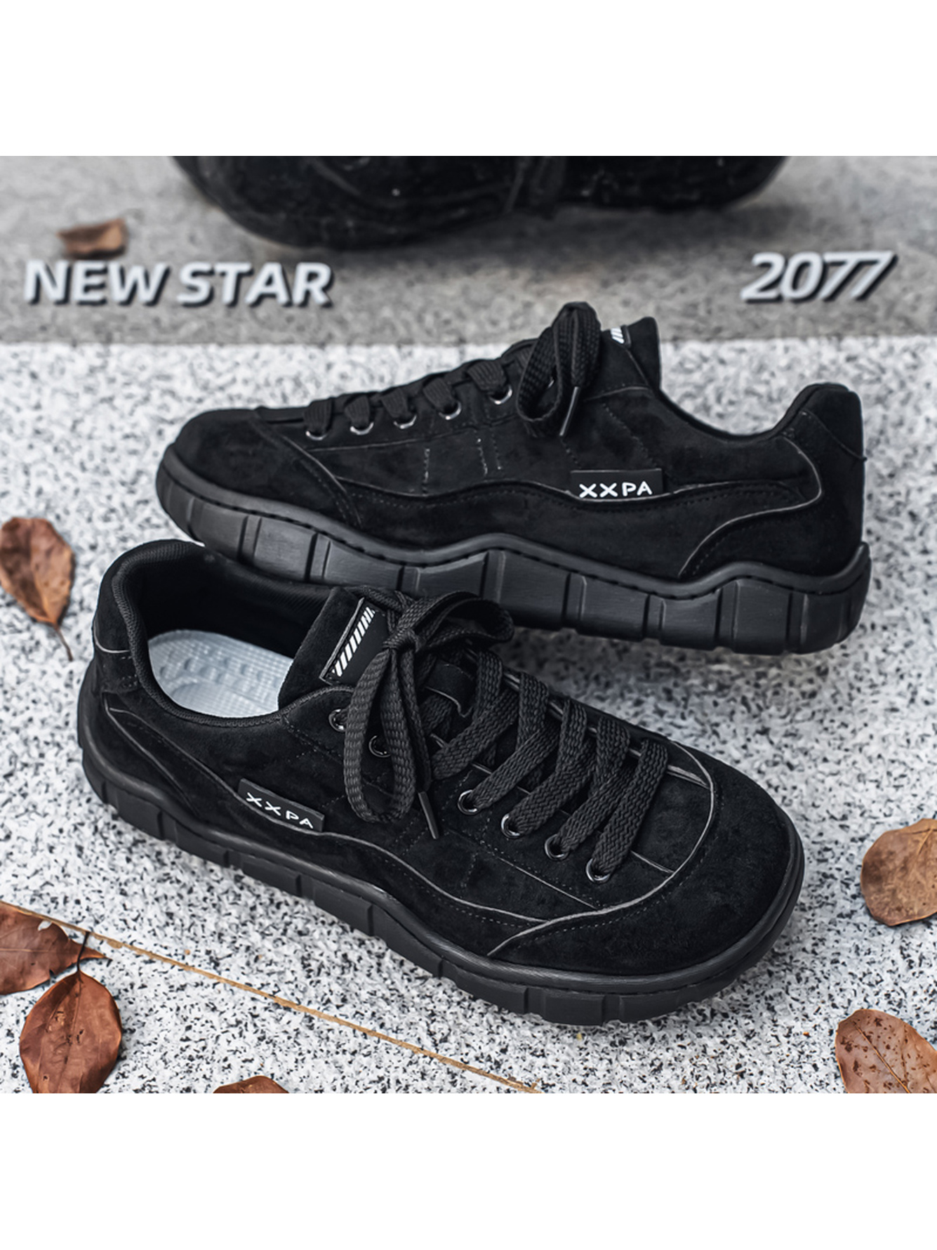 Black Suede Casual Sneakers