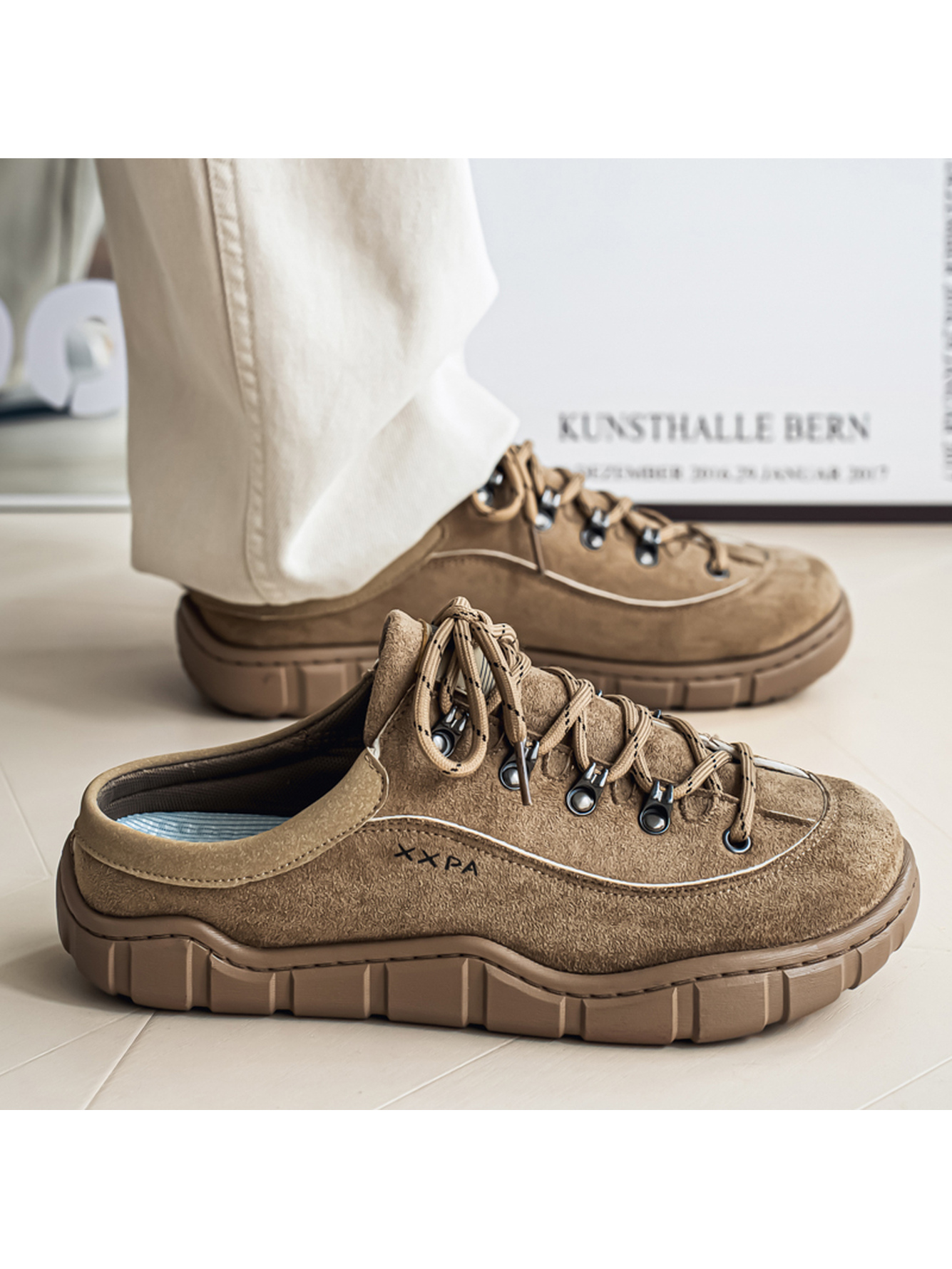 Beige Suede Mule Casual Shoes - Slip-On Comfort
