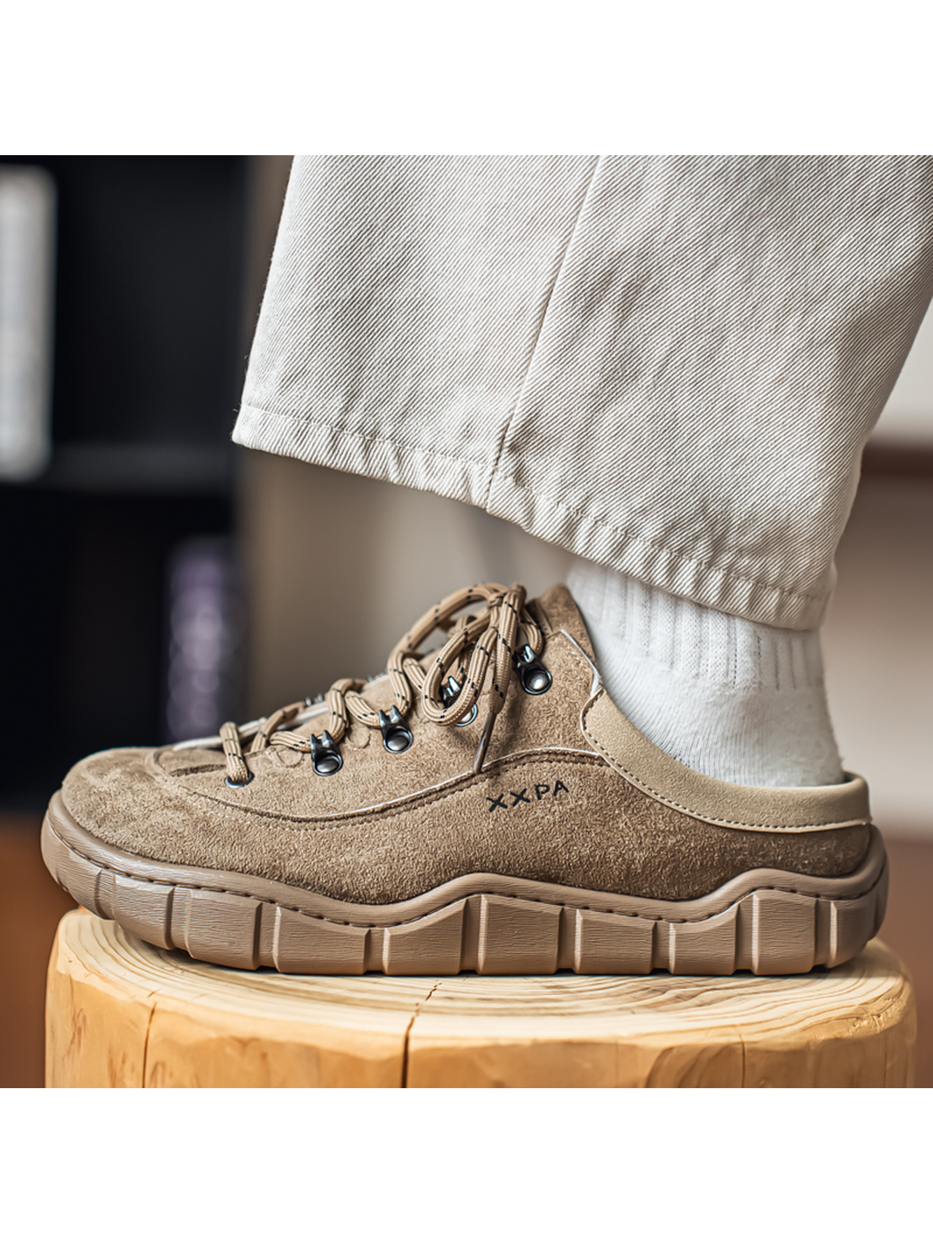 Beige Suede Mule Casual Shoes - Slip-On Comfort