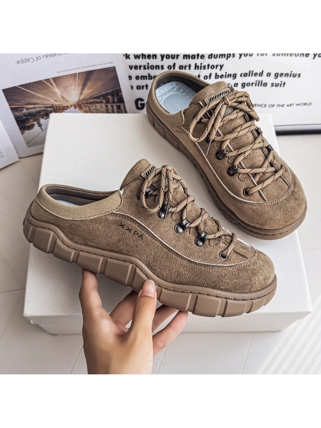 Beige Suede Mule Casual Shoes - Slip-On Comfort