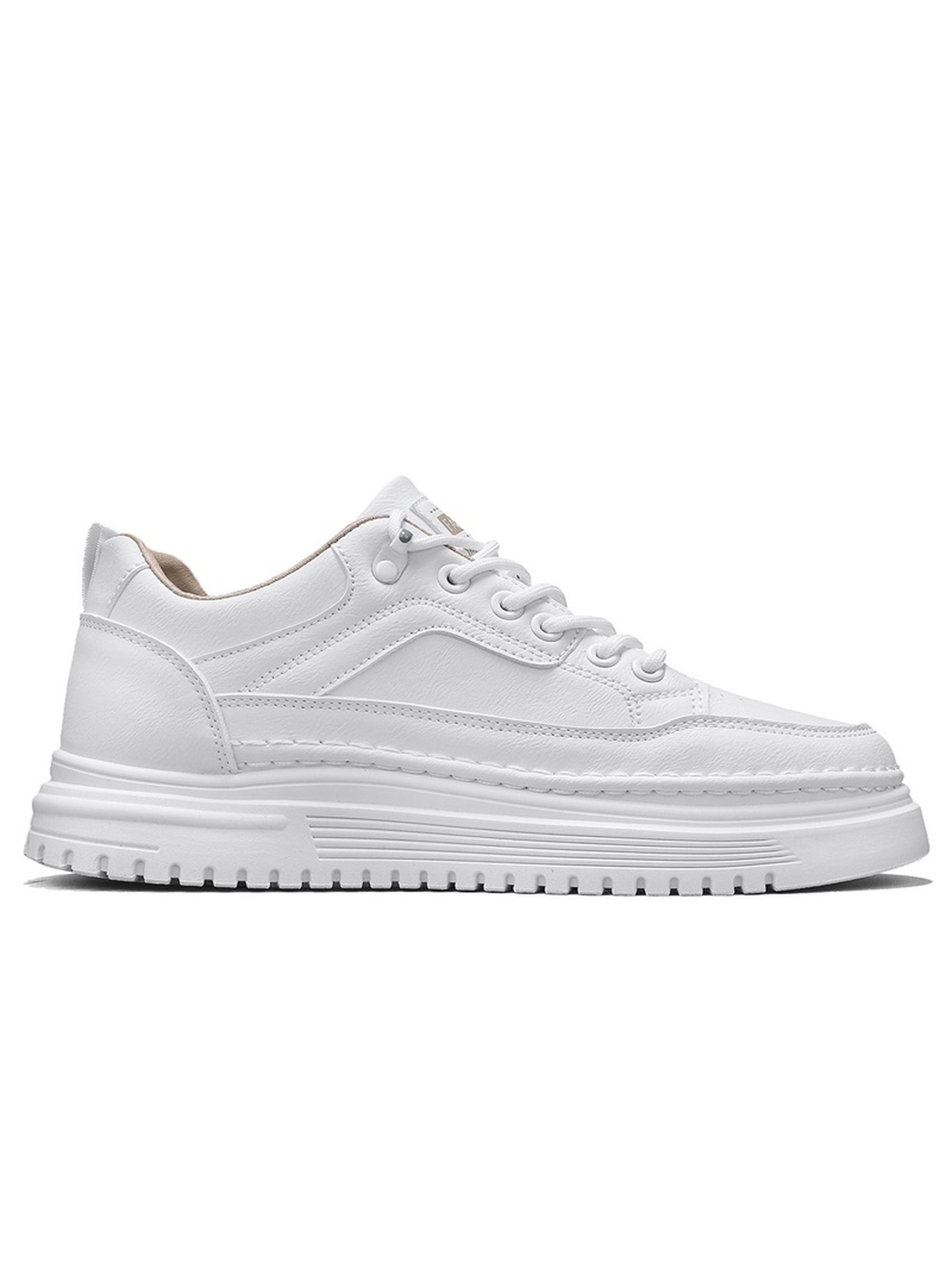 White Lace-Up Casual Sneakers