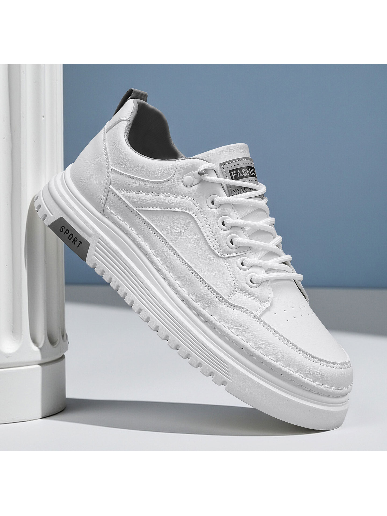 White Platform Casual Sneakers