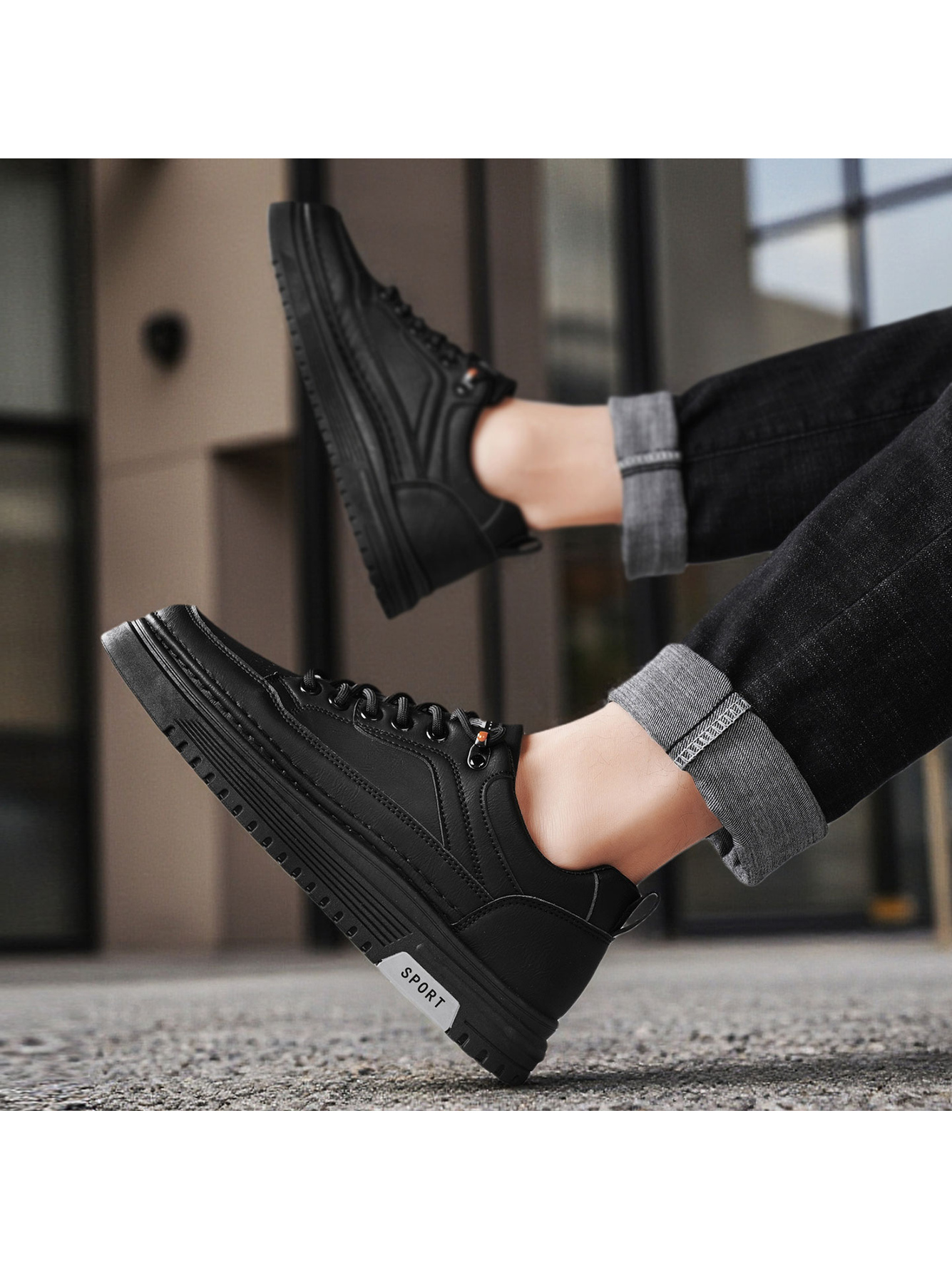 Black Casual Platform Sneakers