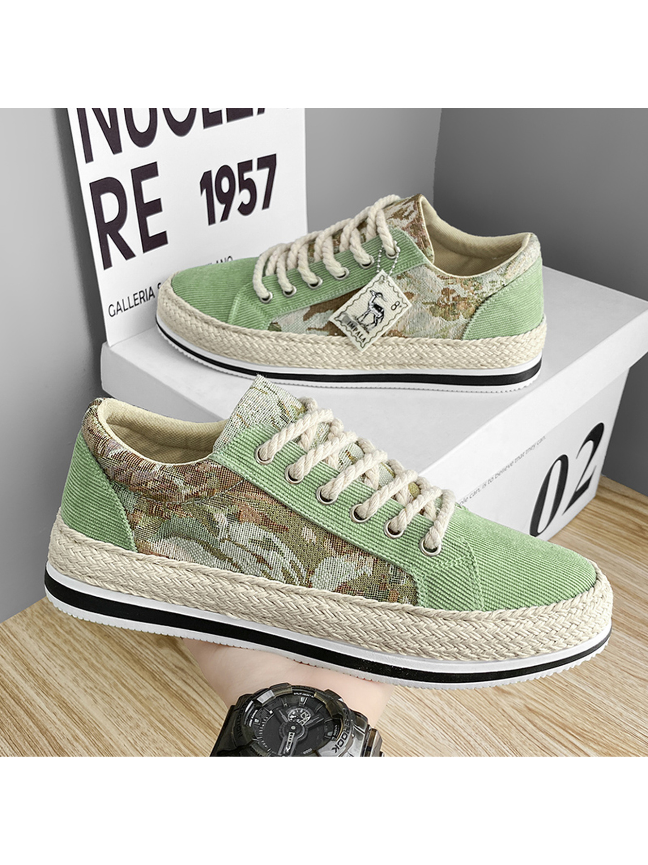 Green Canvas Espadrille Sneakers