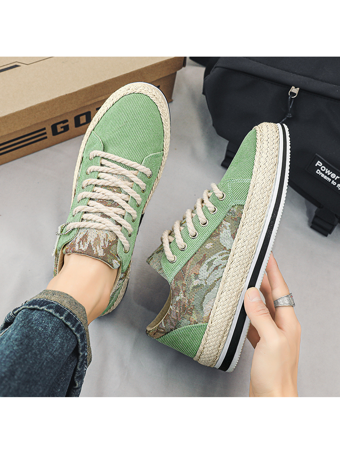 Green Canvas Espadrille Sneakers