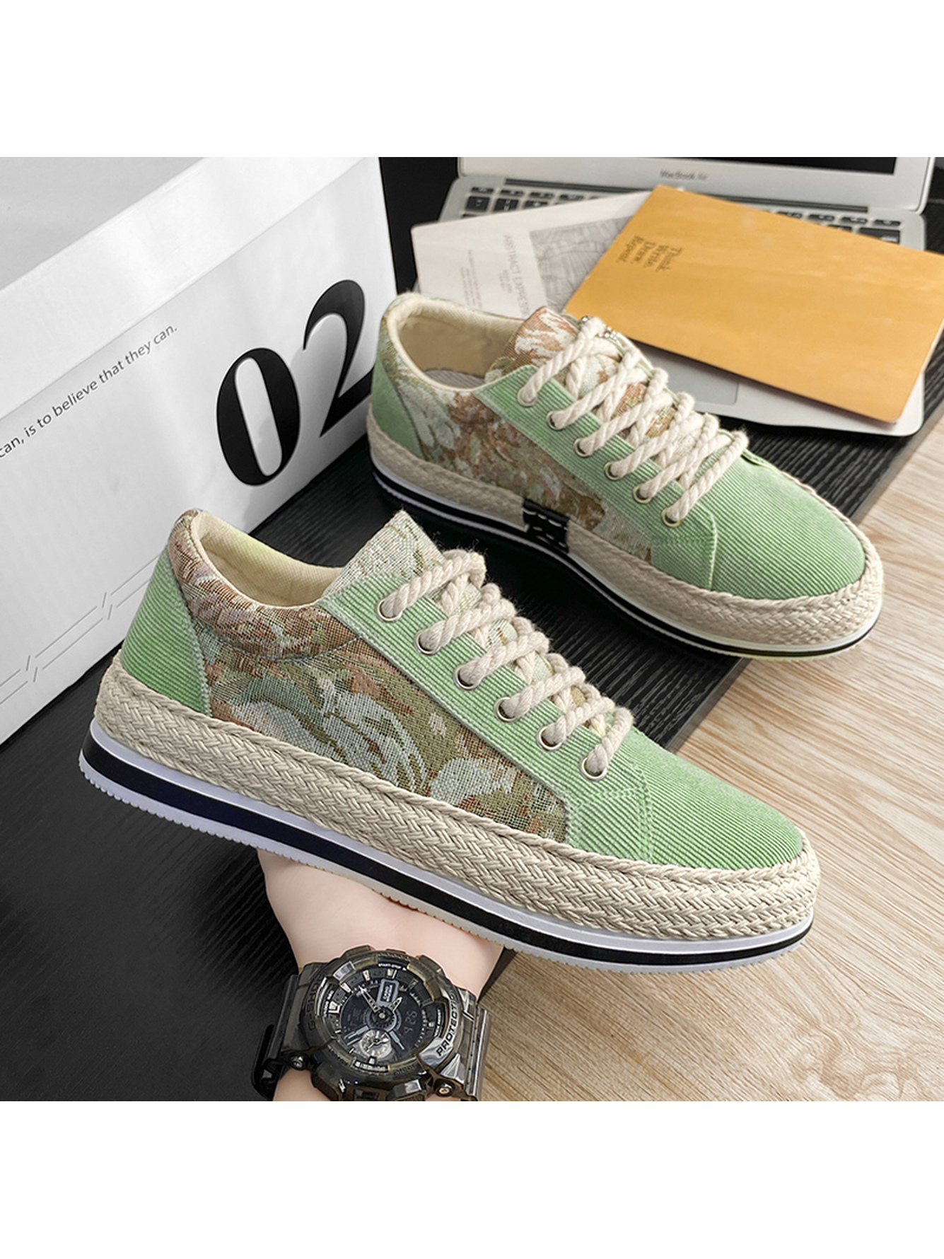 Green Canvas Espadrille Sneakers