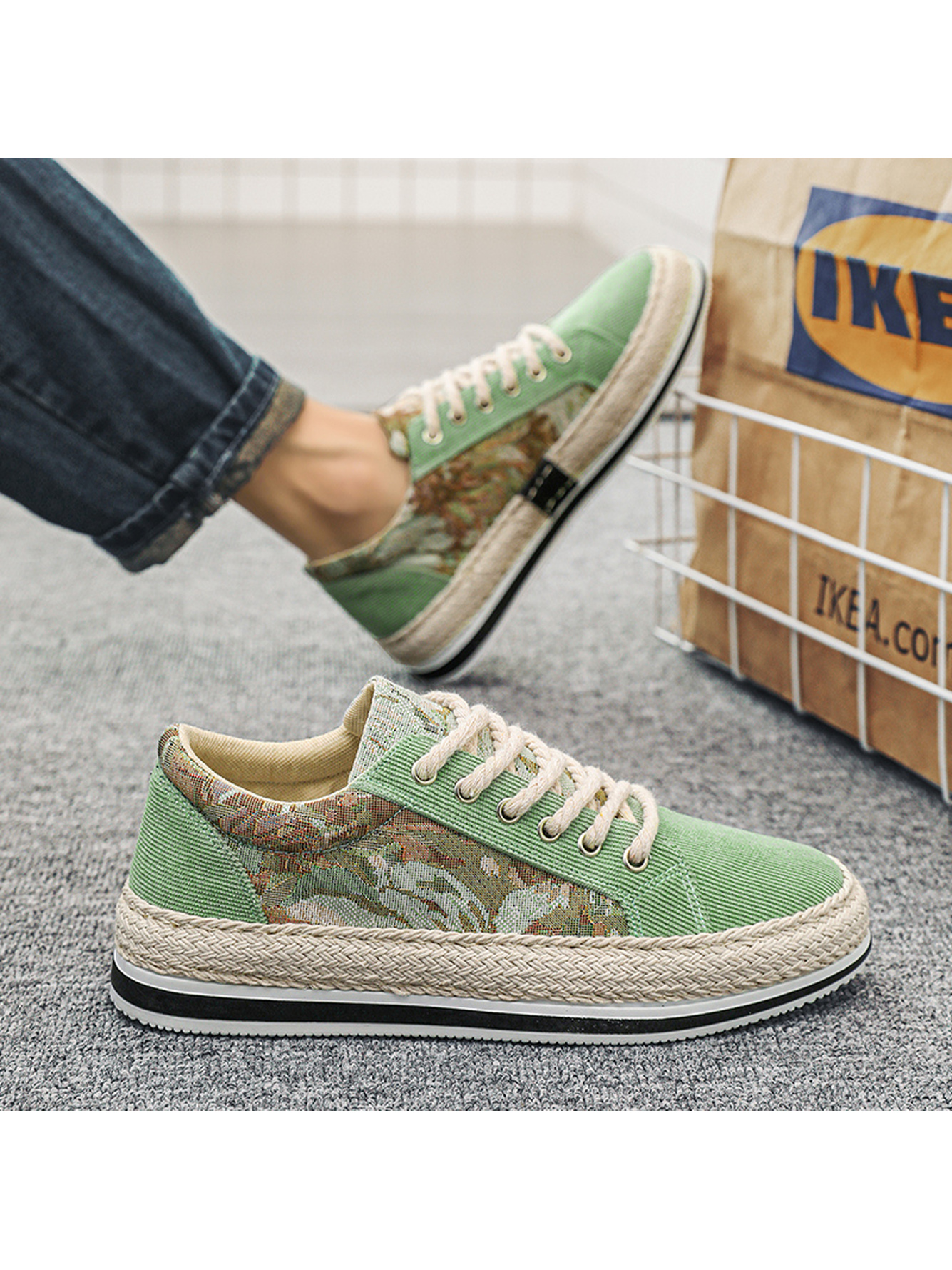 Green Canvas Espadrille Sneakers