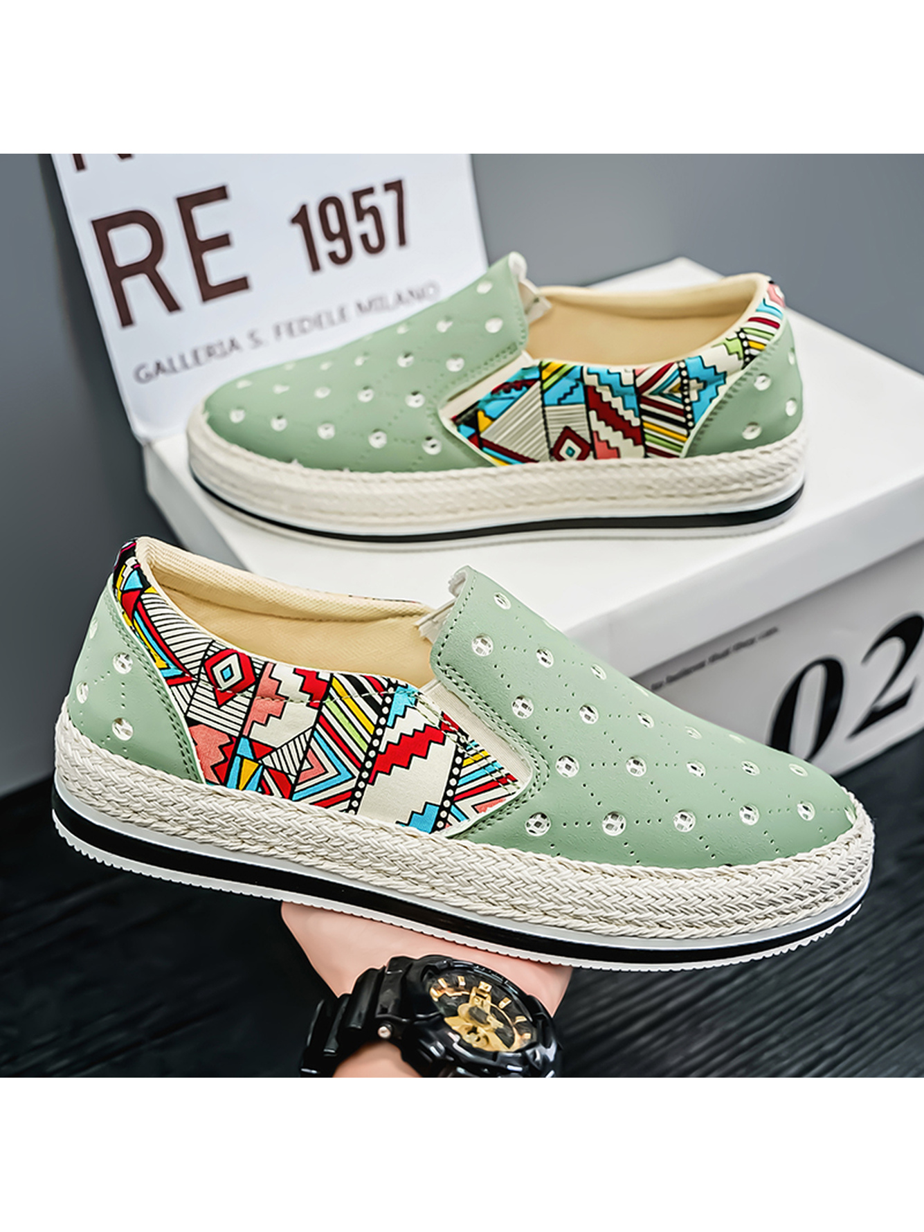 Green Slip-On Loafers