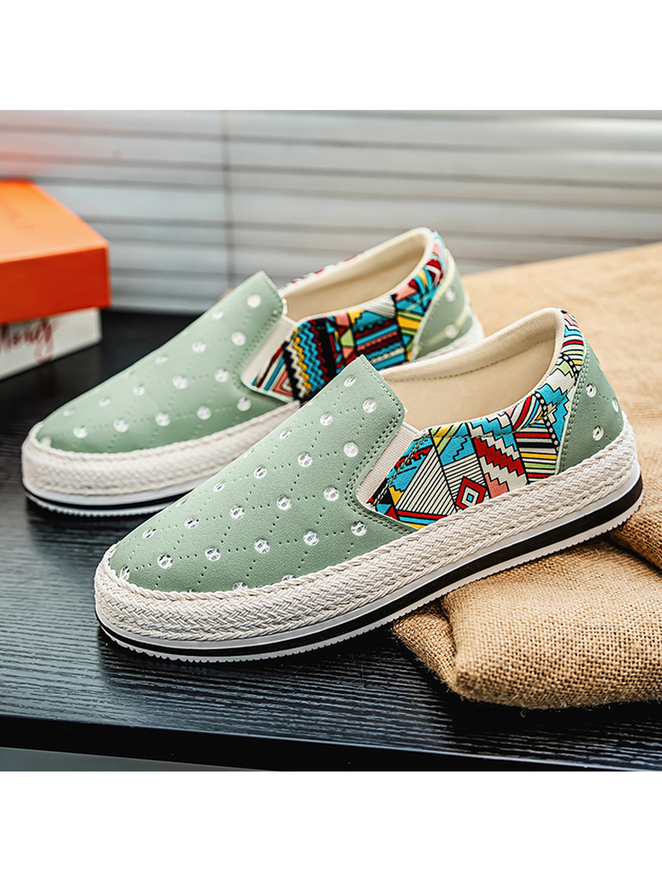 Green Slip-On Loafers
