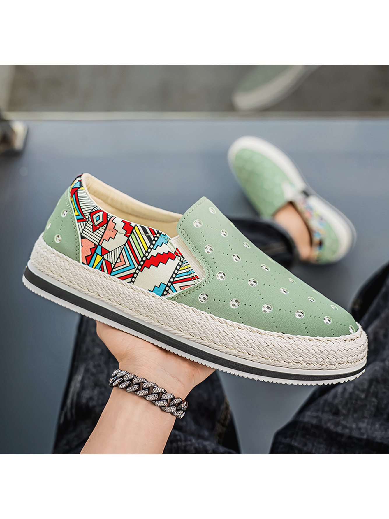 Green Slip-On Loafers