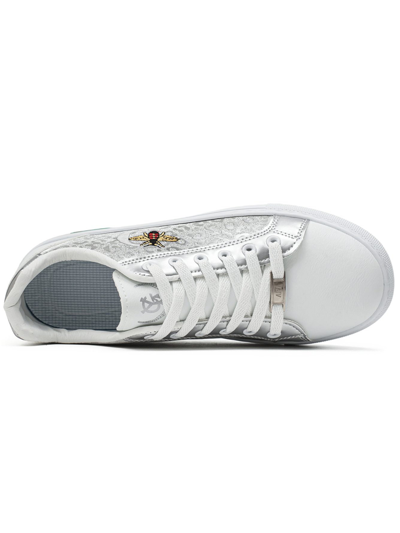 Silver Bee Embroidered Sneakers