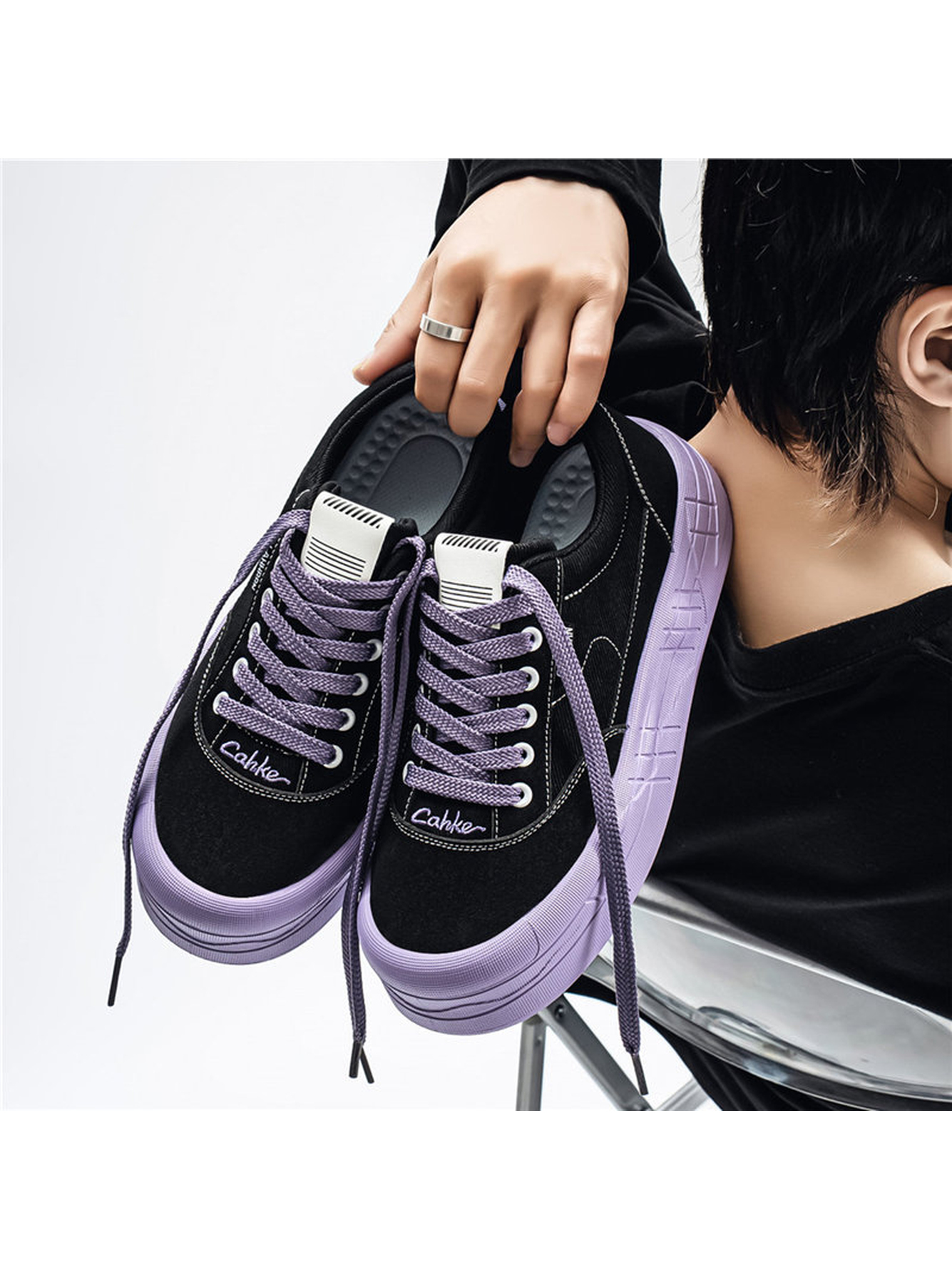 Purple Platform Sneakers - Casual Low-Top Shoes