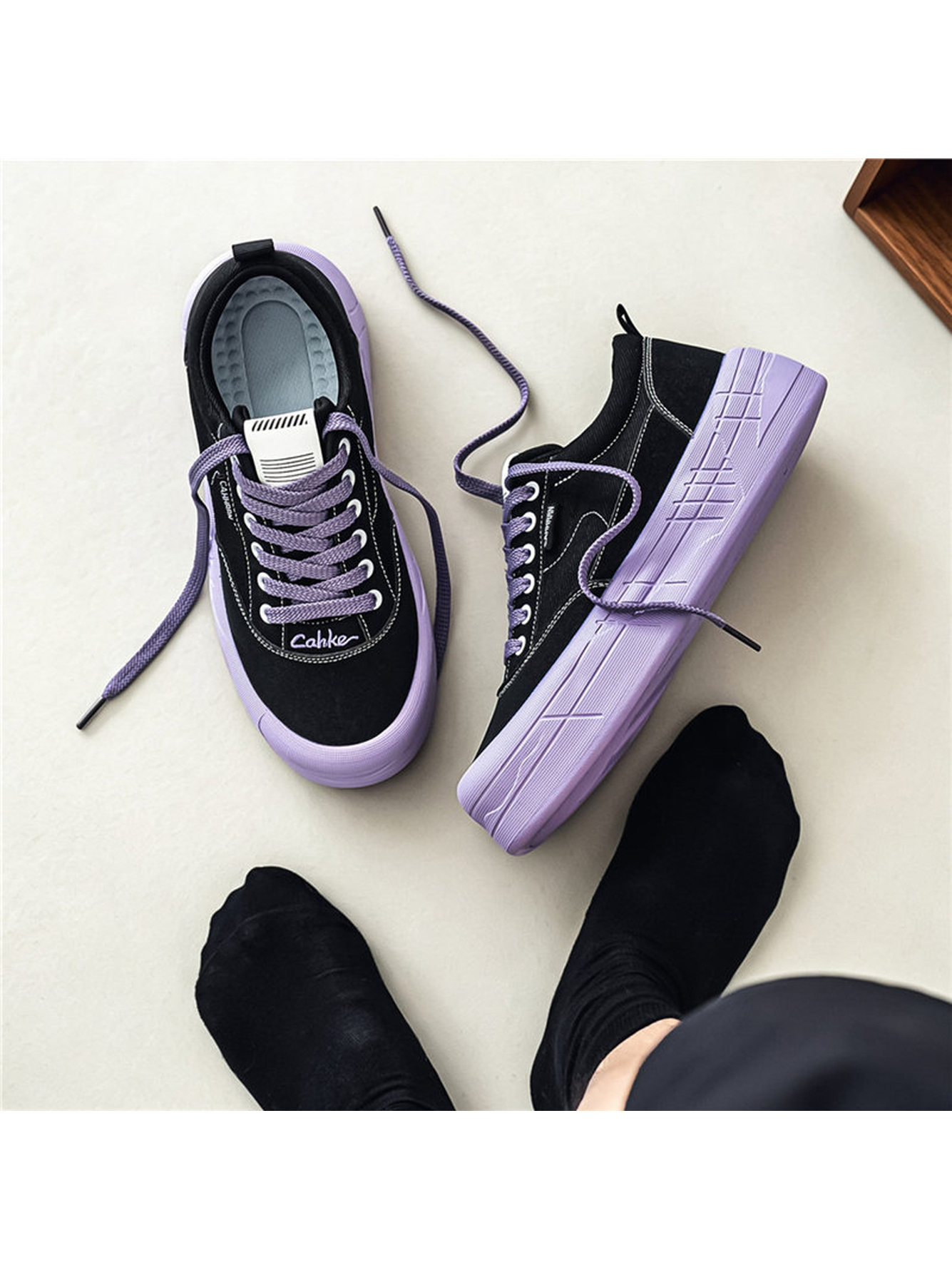 Purple Platform Sneakers - Casual Low-Top Shoes