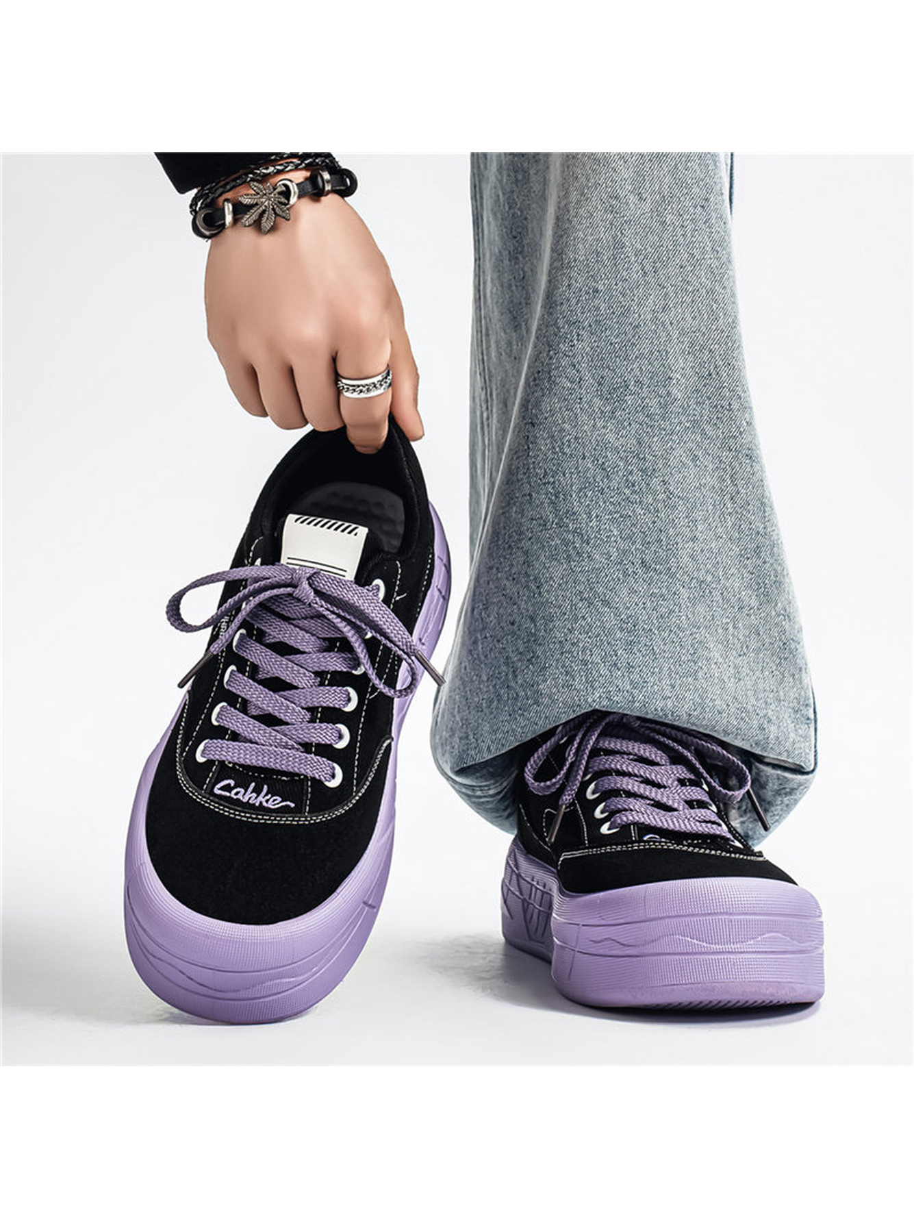 Purple Platform Sneakers - Casual Low-Top Shoes