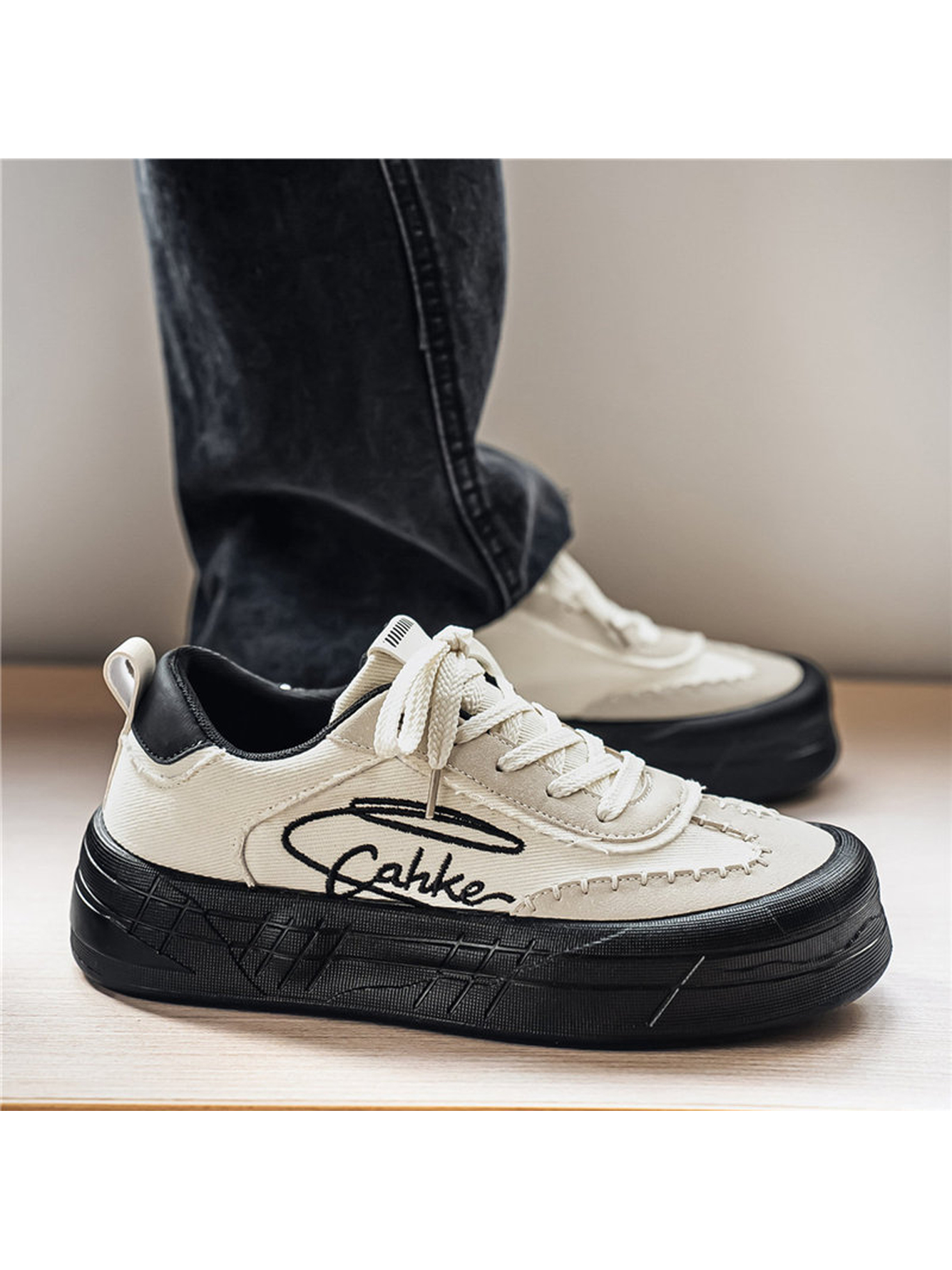 Beige Canvas Casual Sneakers