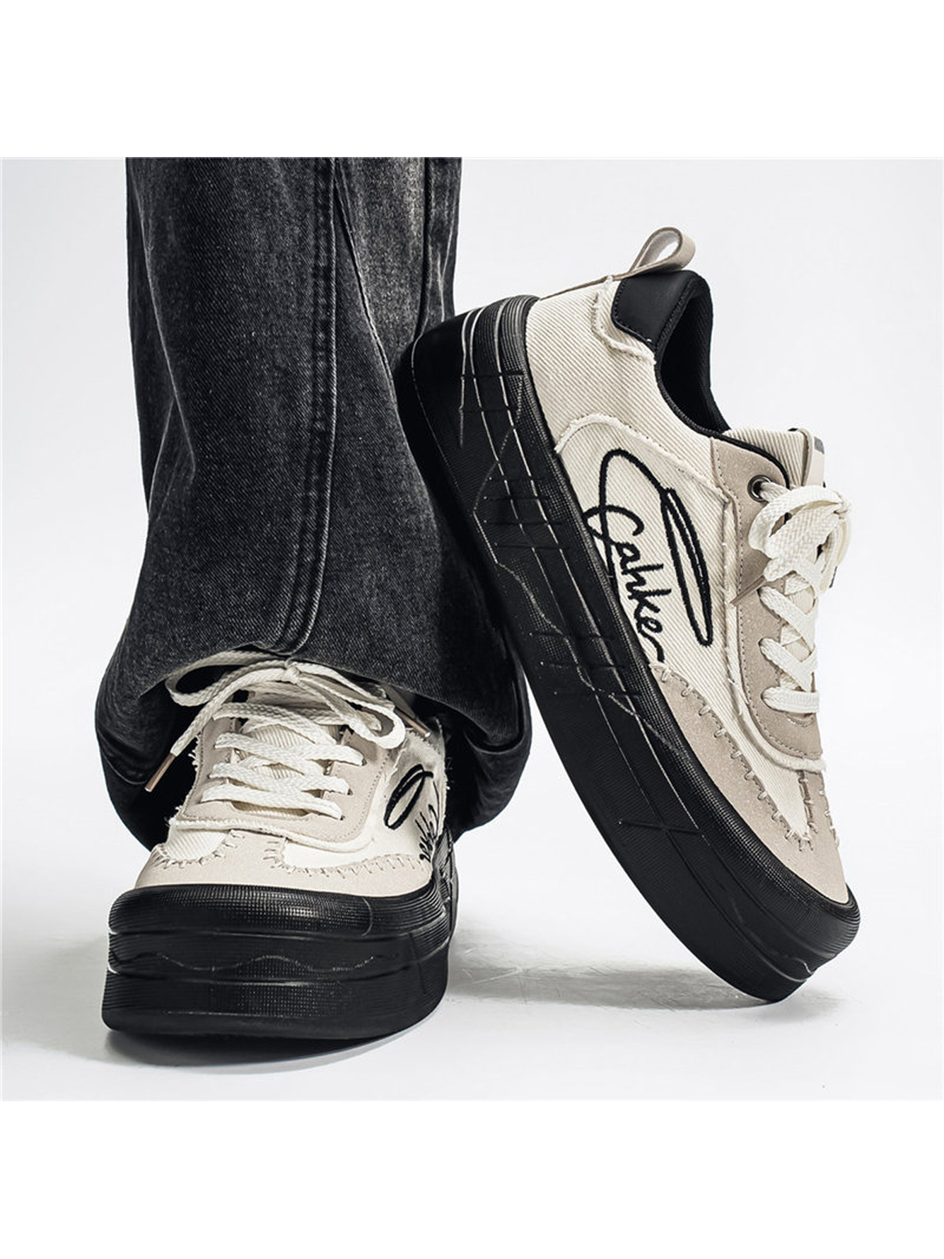 Beige Canvas Casual Sneakers