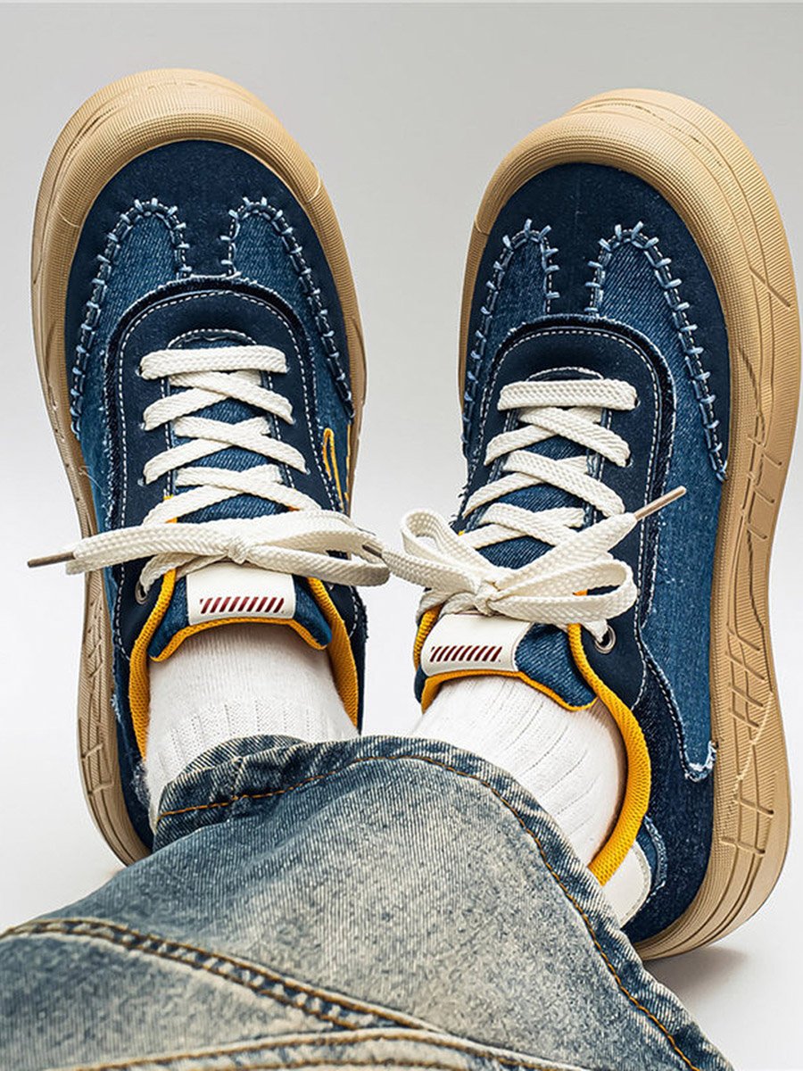Embroidered Sneakers with Lace-Ups