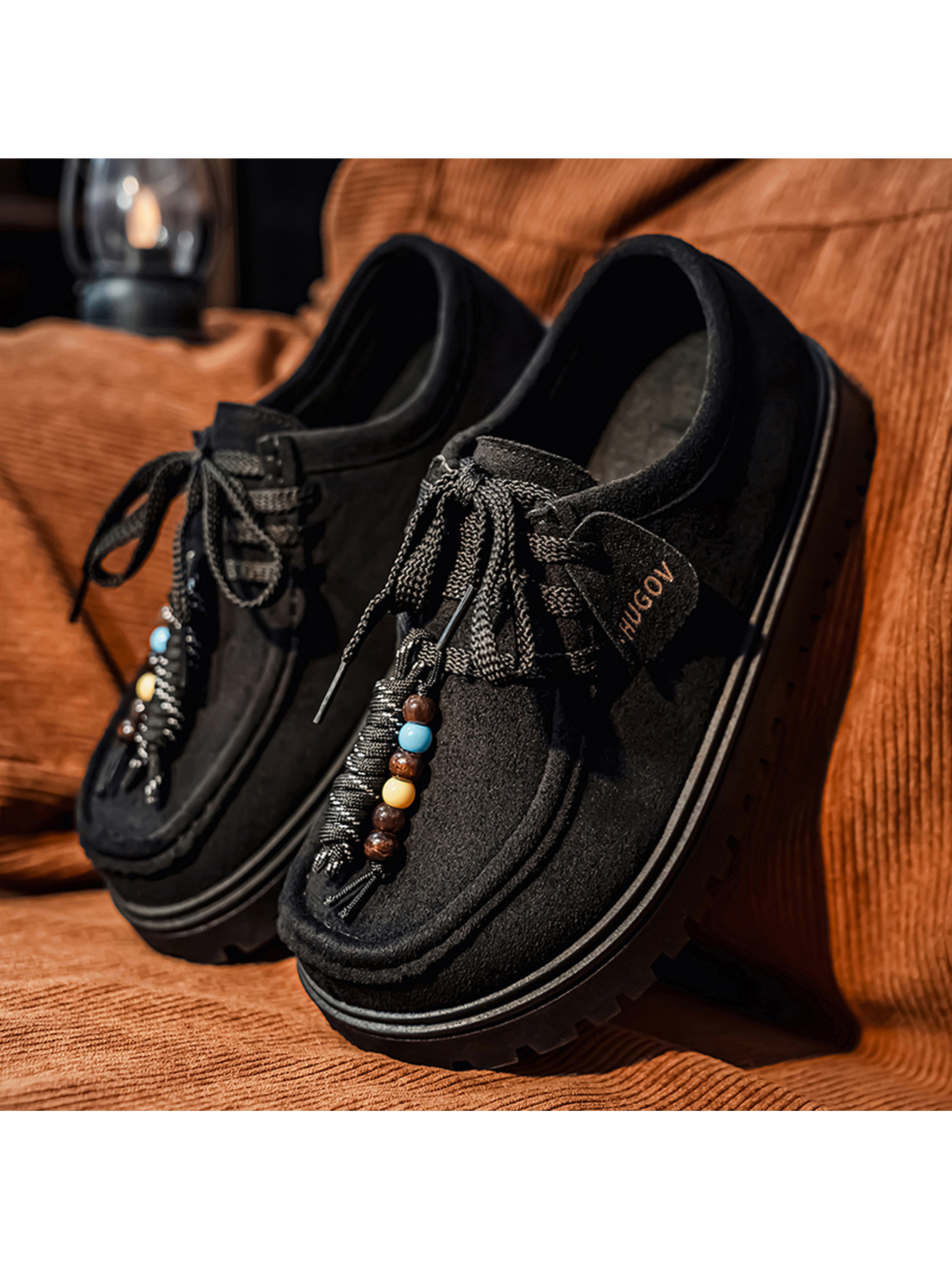 Black Casual Loafers with Beaded Detail