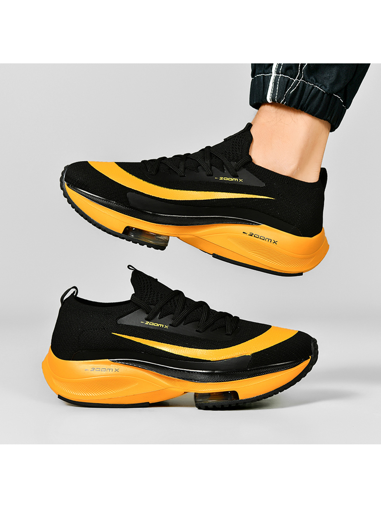 Black Lace-Up Running Sneakers