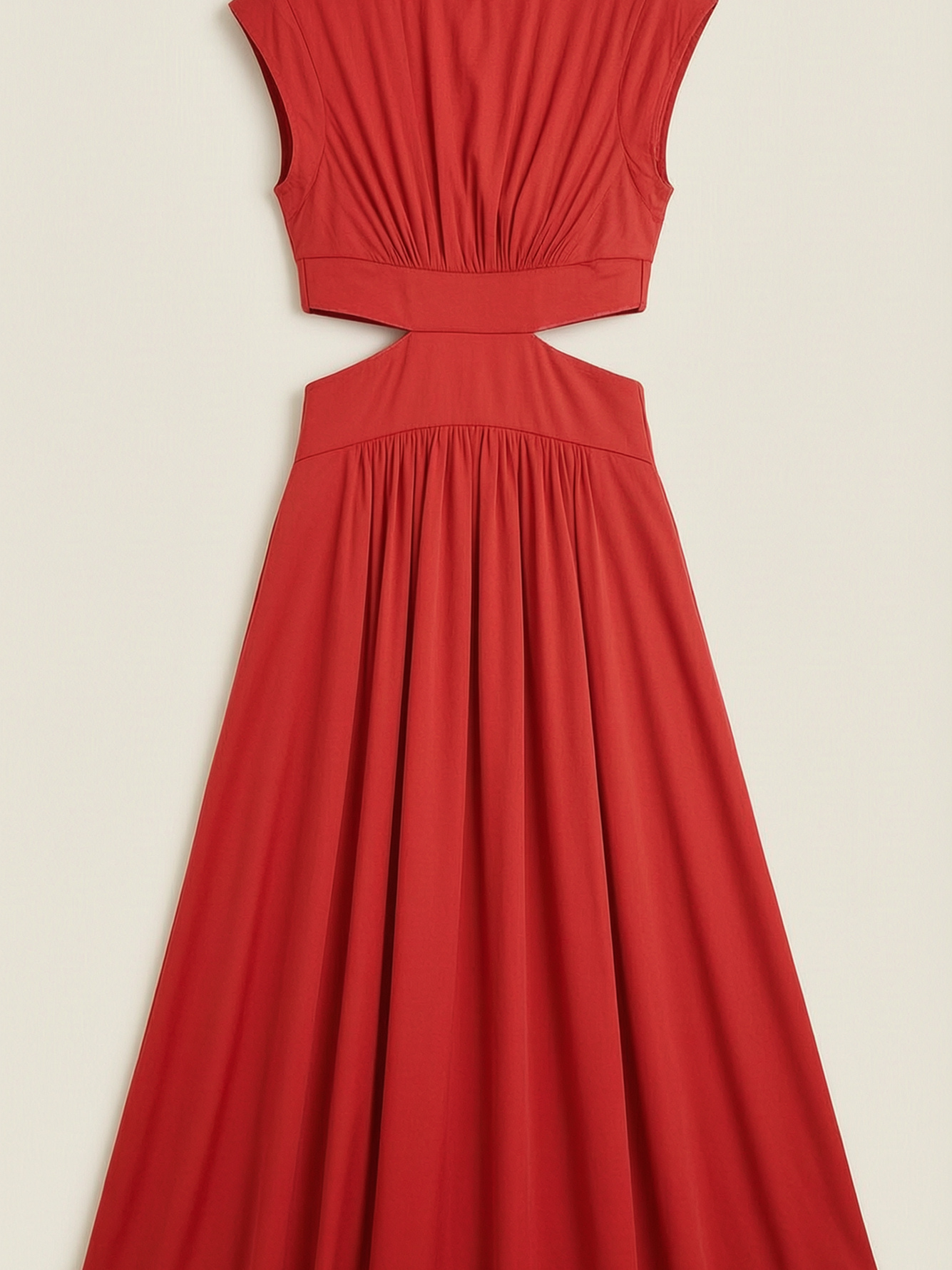 Red Sleeveless A-Line Midi Dress