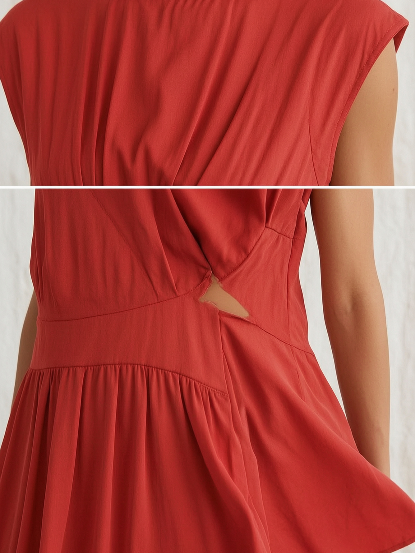 Red Sleeveless A-Line Midi Dress