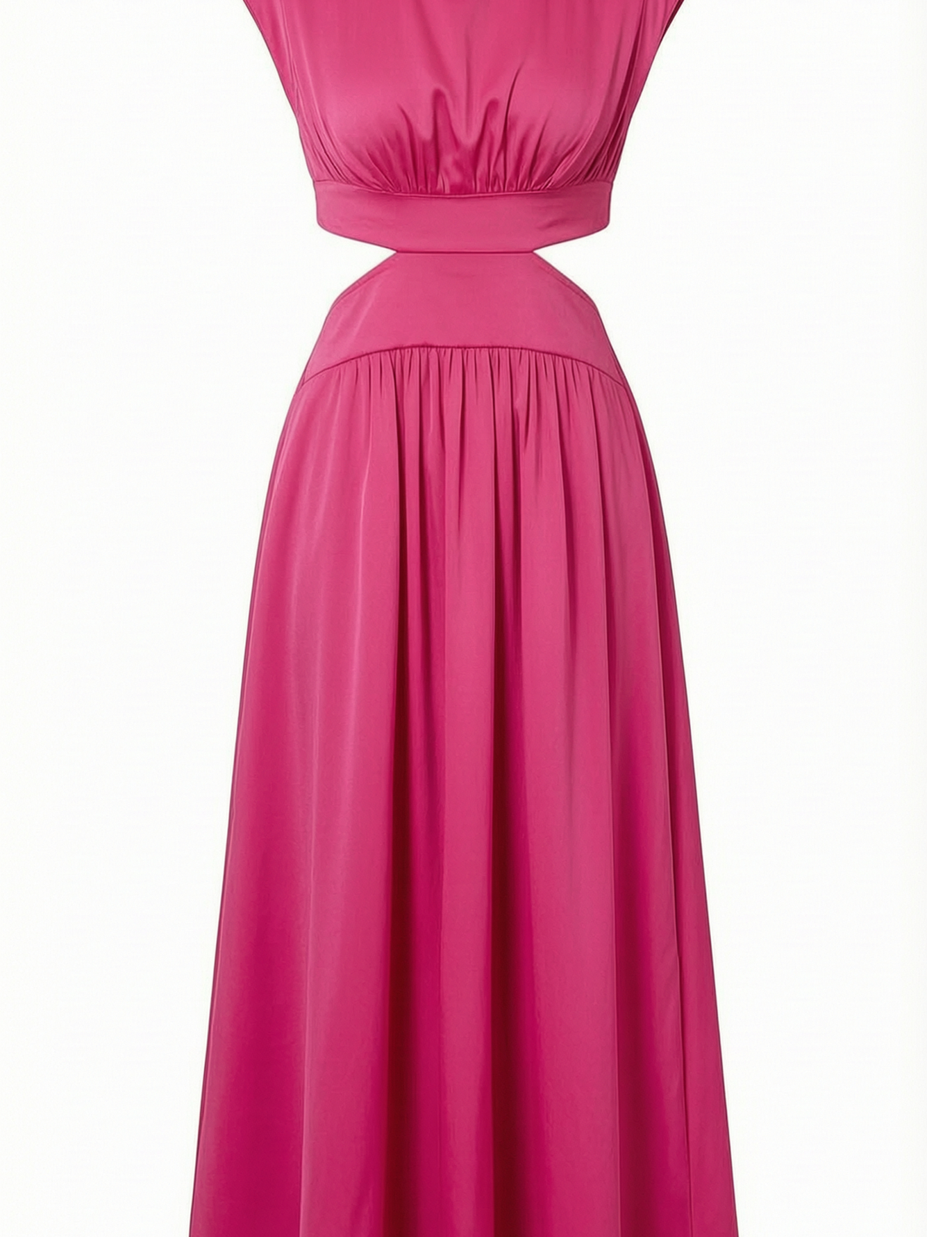 Red Sleeveless A-Line Maxi Dress with Cut-Out Detail