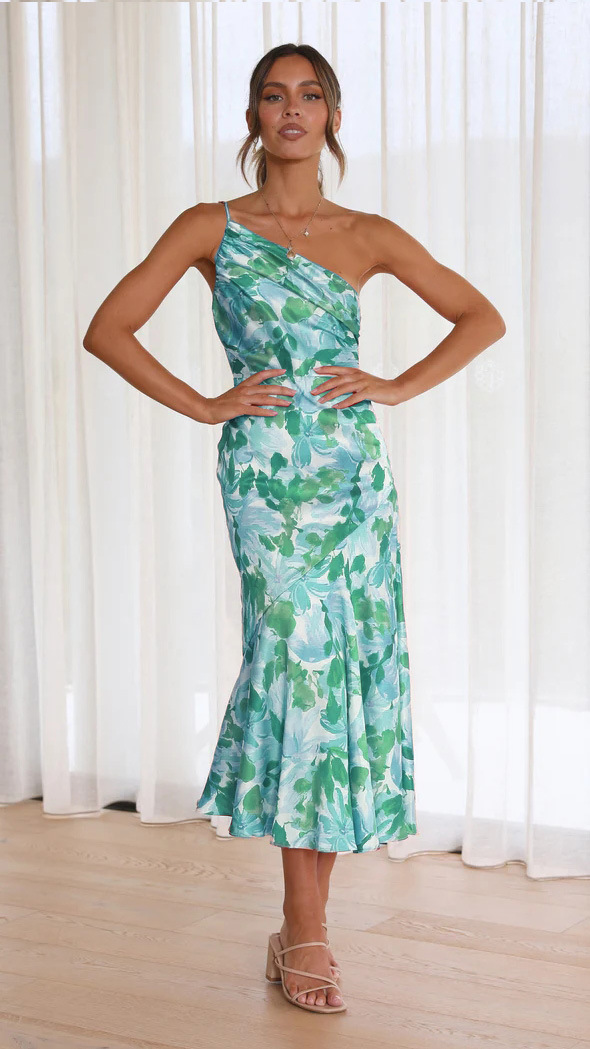 Multi Floral Sleeveless A-Line Midi Dress