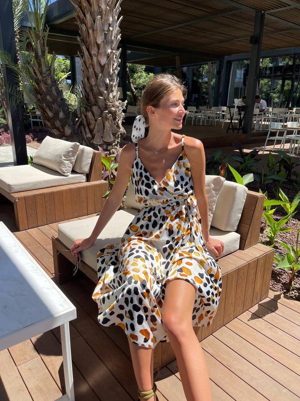 Abstract Print Sleeveless A-Line Midi Dress