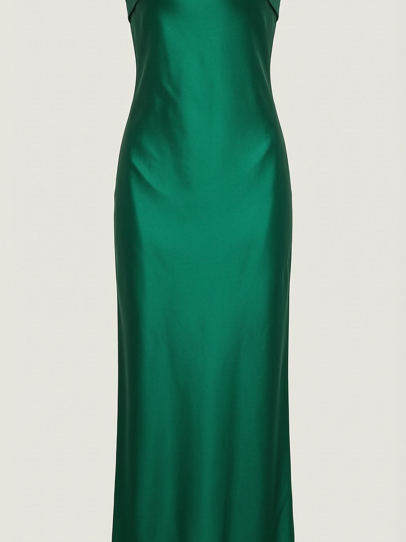 Green Satin Sleeveless Ankle-Length Slip Dress