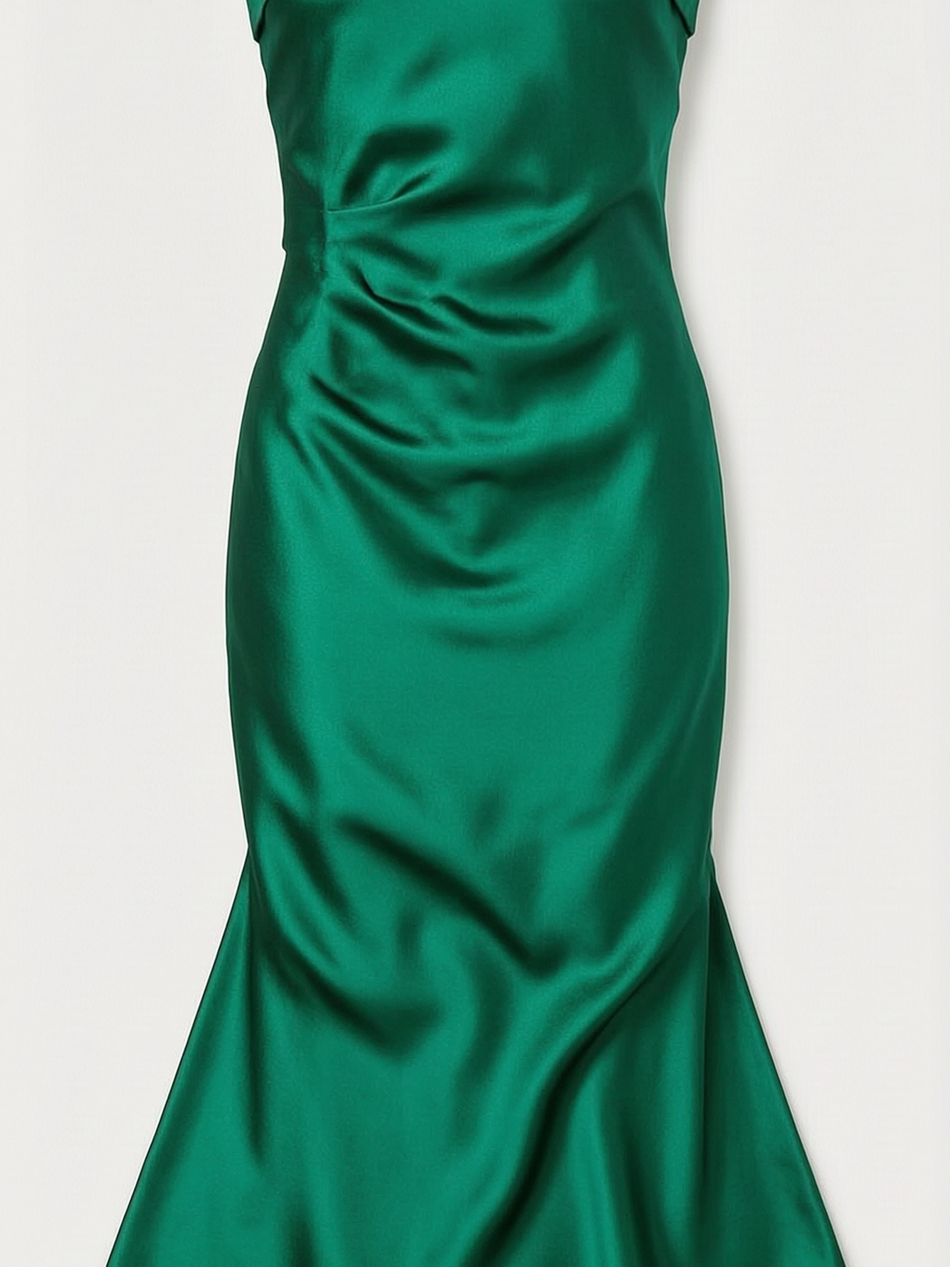 Green Satin Sleeveless Ankle-Length Slip Dress