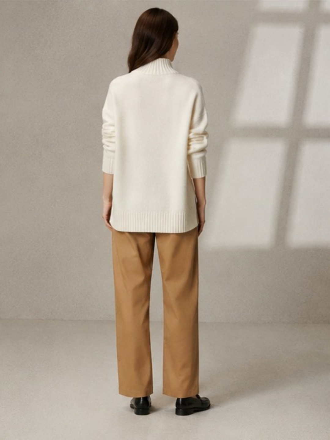 White Long Sleeve High Neck T-Shirt