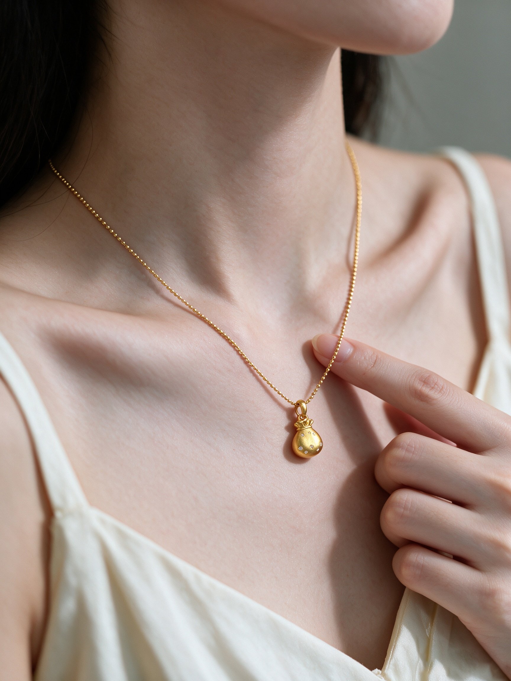 Gold Solid Pendant Necklace