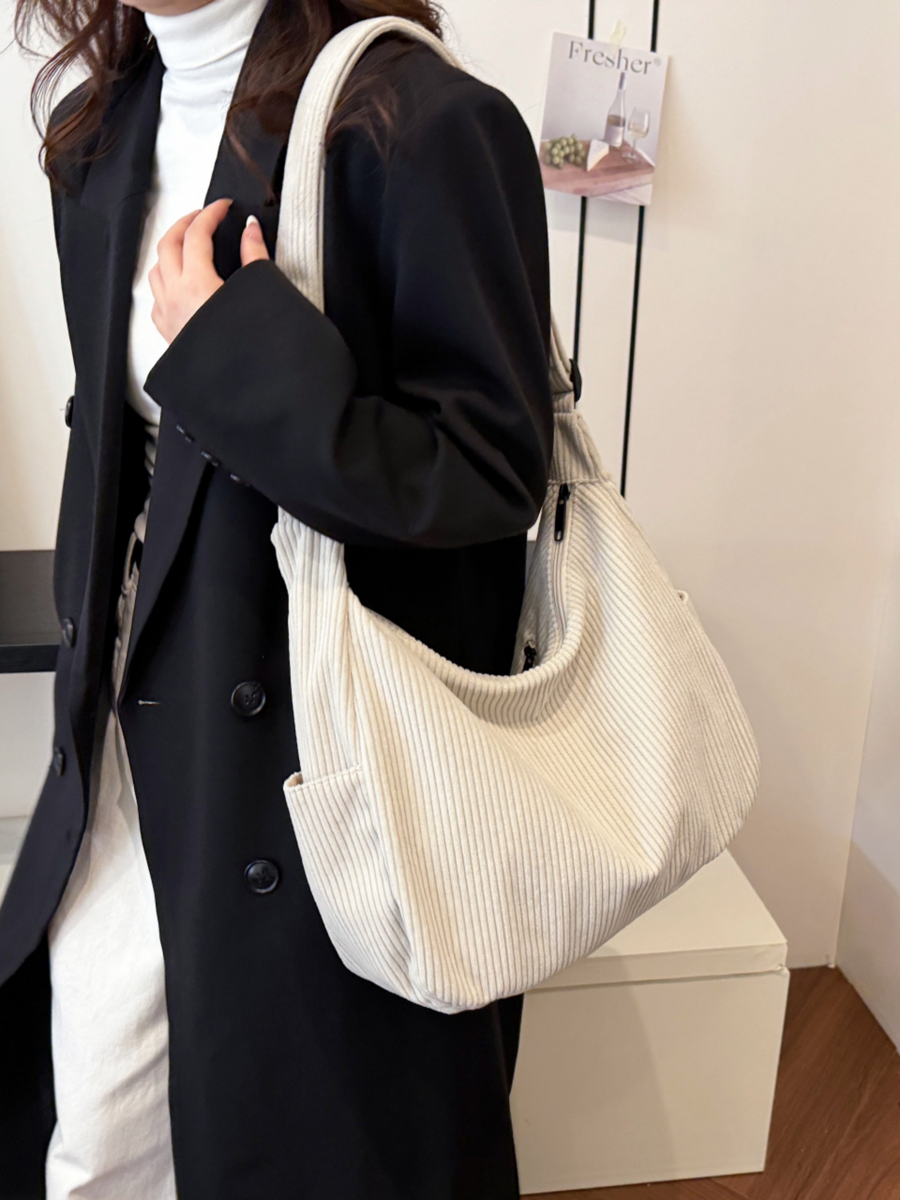 Off-White Corduroy Crossbody Bag