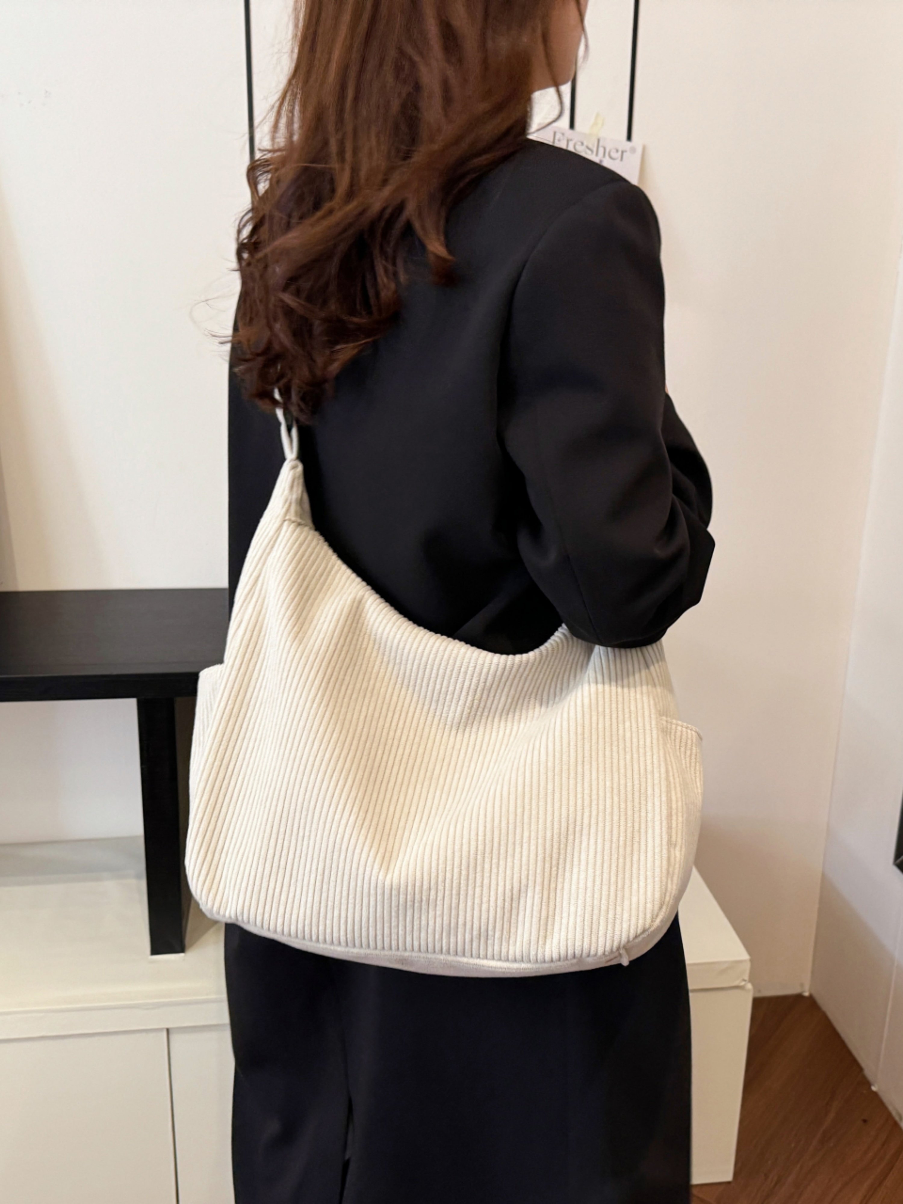Off-White Corduroy Crossbody Bag