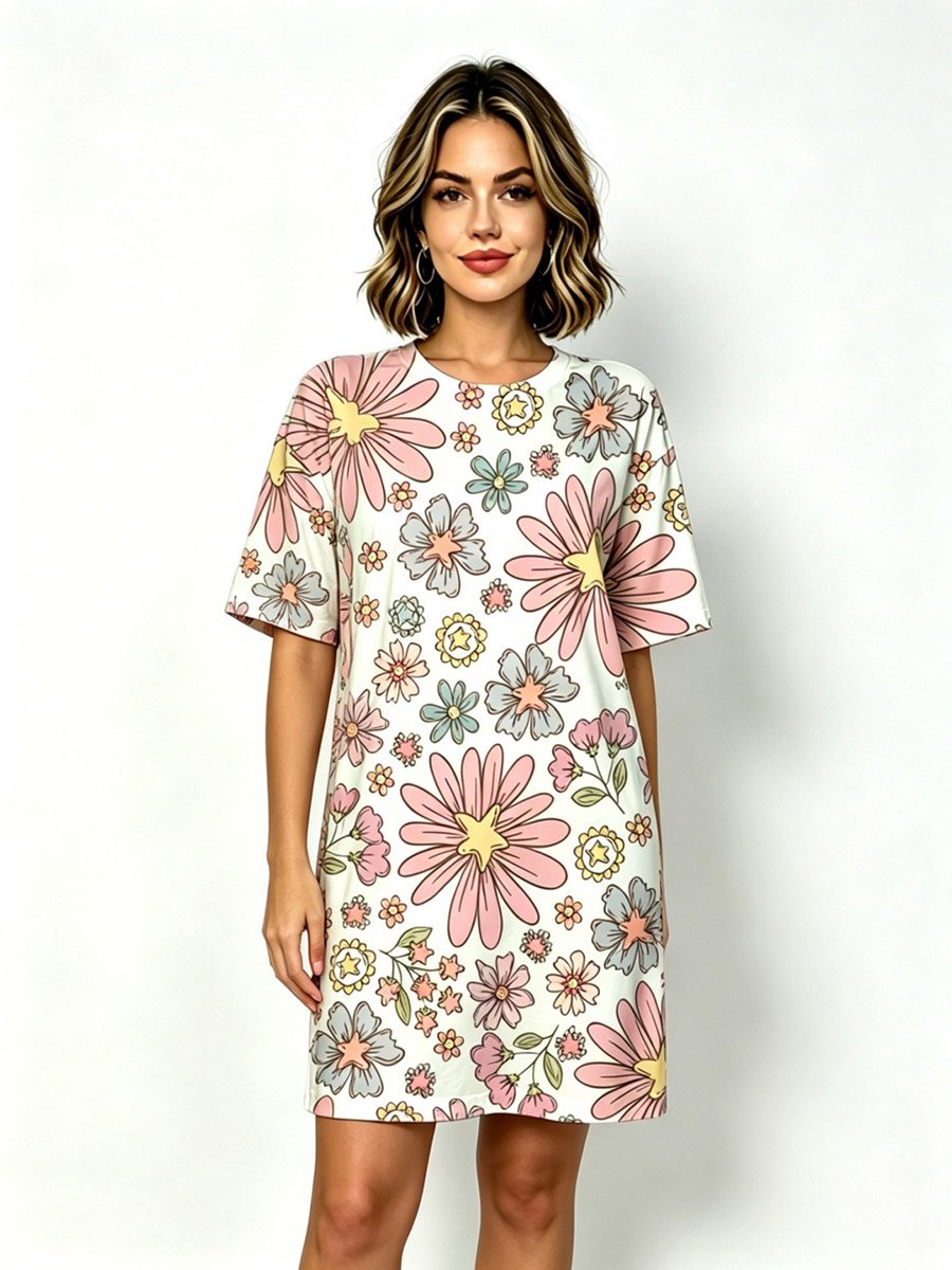Daisy Floral Print Short Sleeve Sleep T‑Shirt