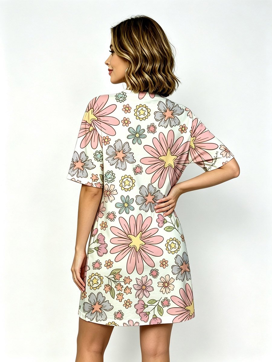 Daisy Floral Print Short Sleeve Sleep T‑Shirt