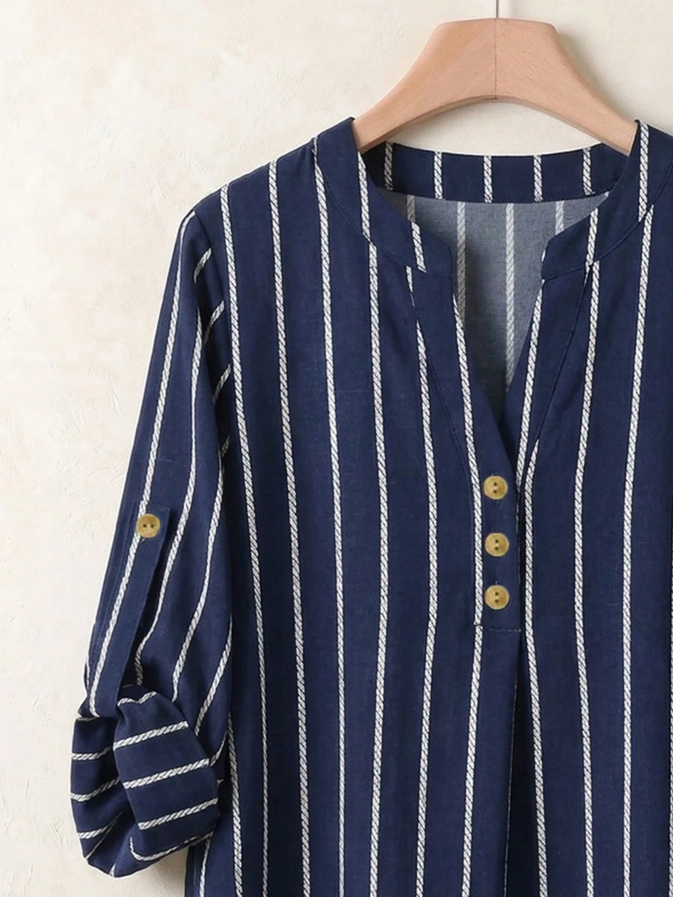Navy Striped Tunic and Wide-Leg Pants Set 