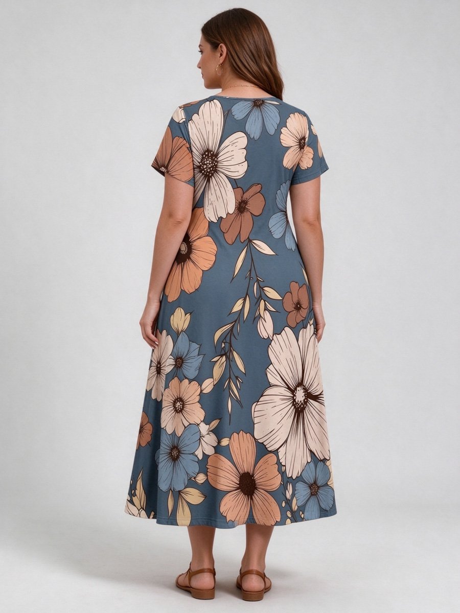 Floral A-Line Midi Dress