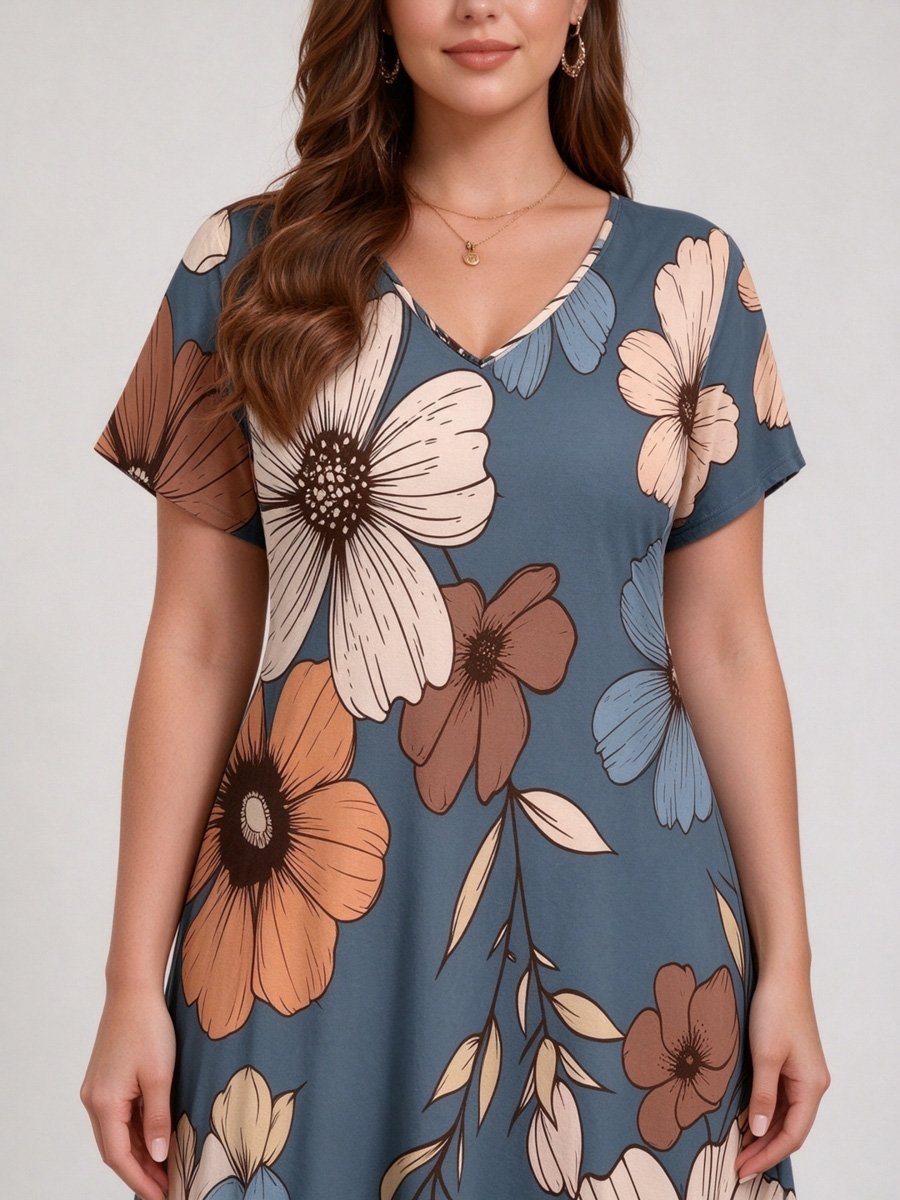 Floral A-Line Midi Dress