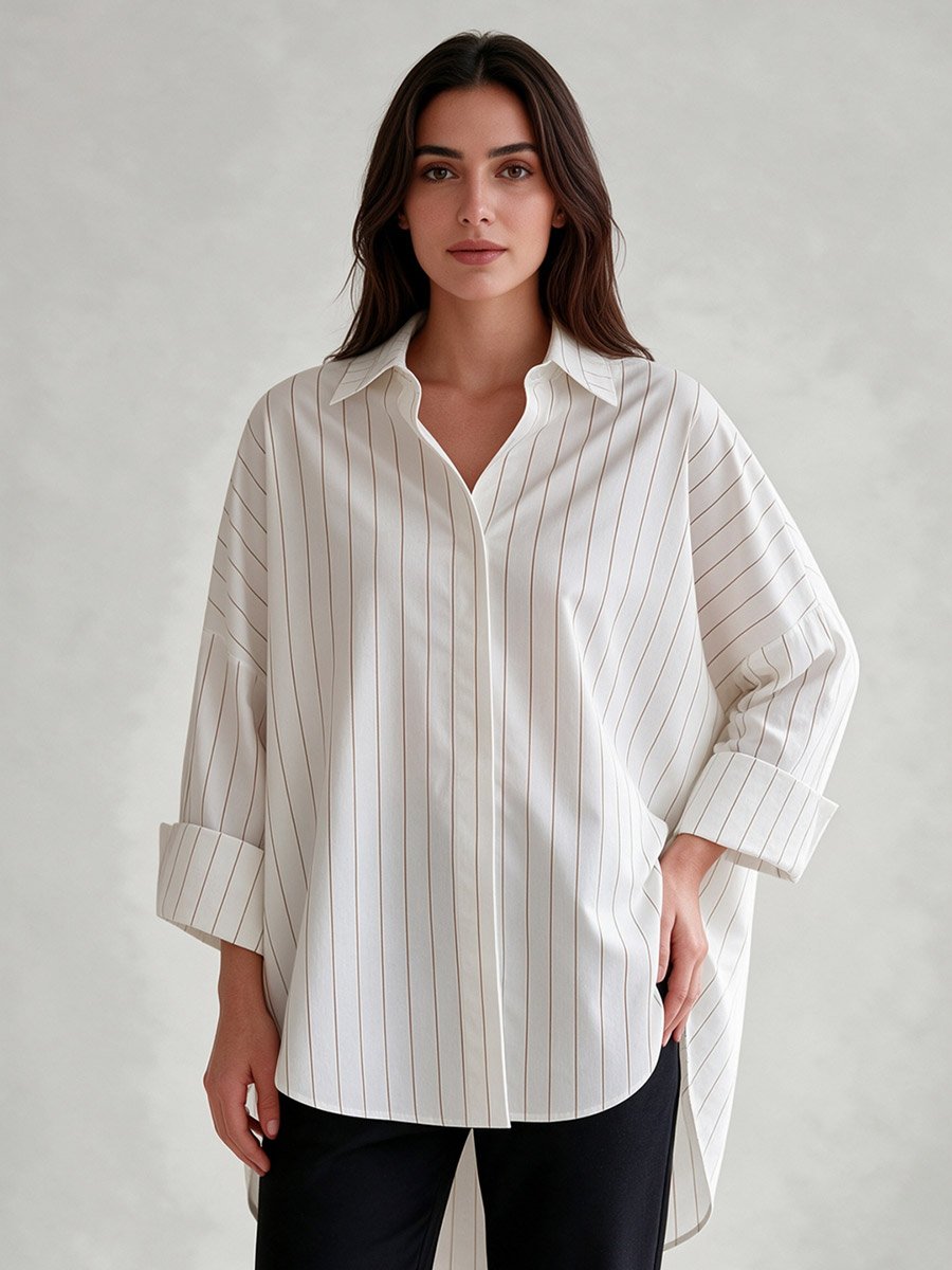 Striped Oversized Shirt with Long Sleeves
