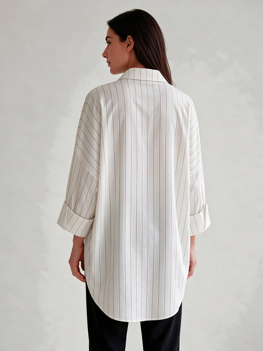 Striped Oversized Shirt with Long Sleeves