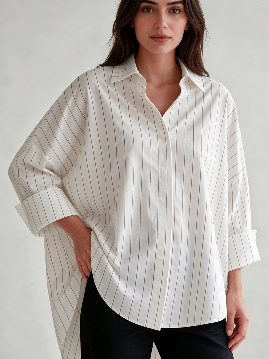 Striped Oversized Shirt with Long Sleeves