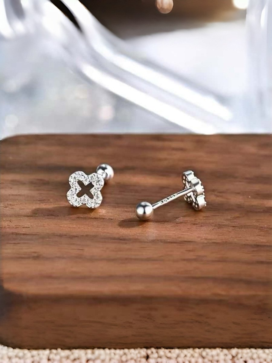 Silver Texture Stud Earrings