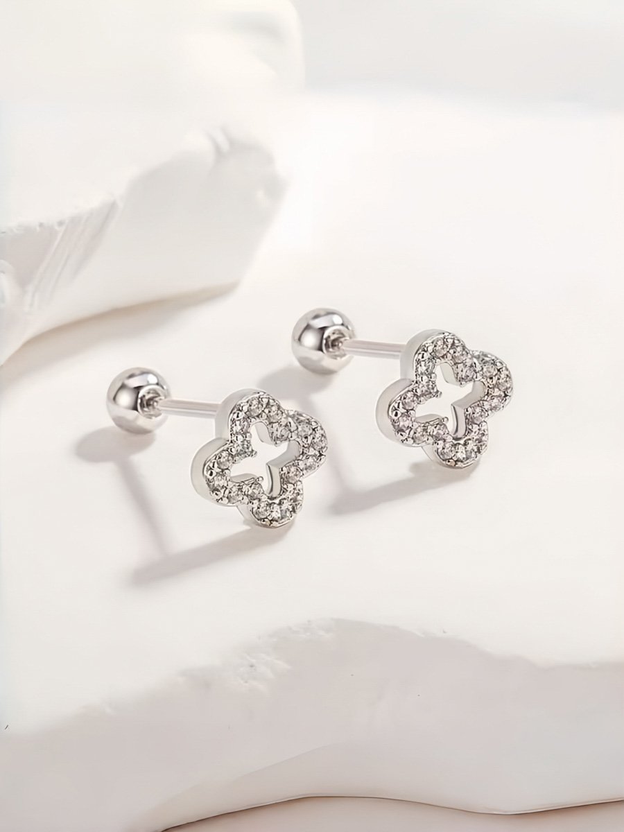 Silver Texture Stud Earrings