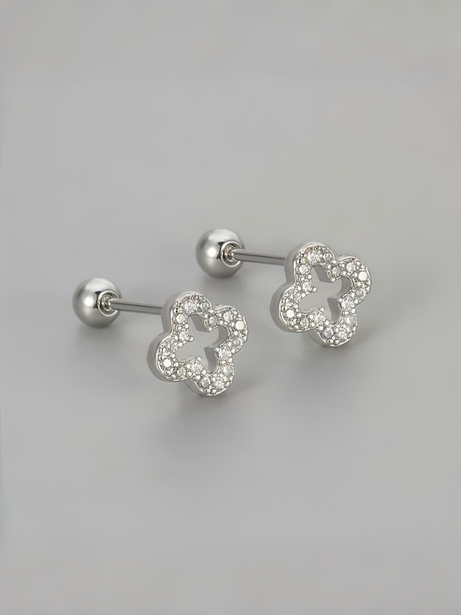 Silver Texture Stud Earrings