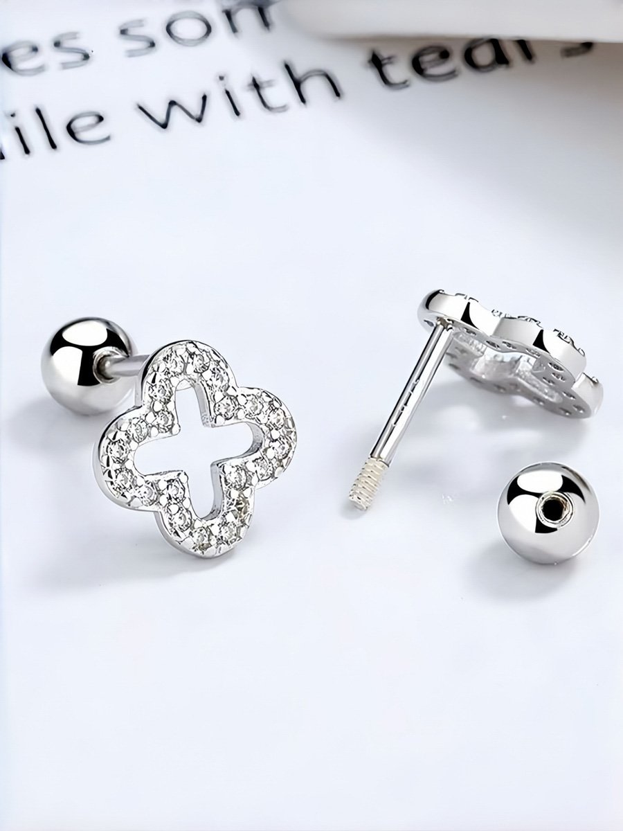 Silver Texture Stud Earrings