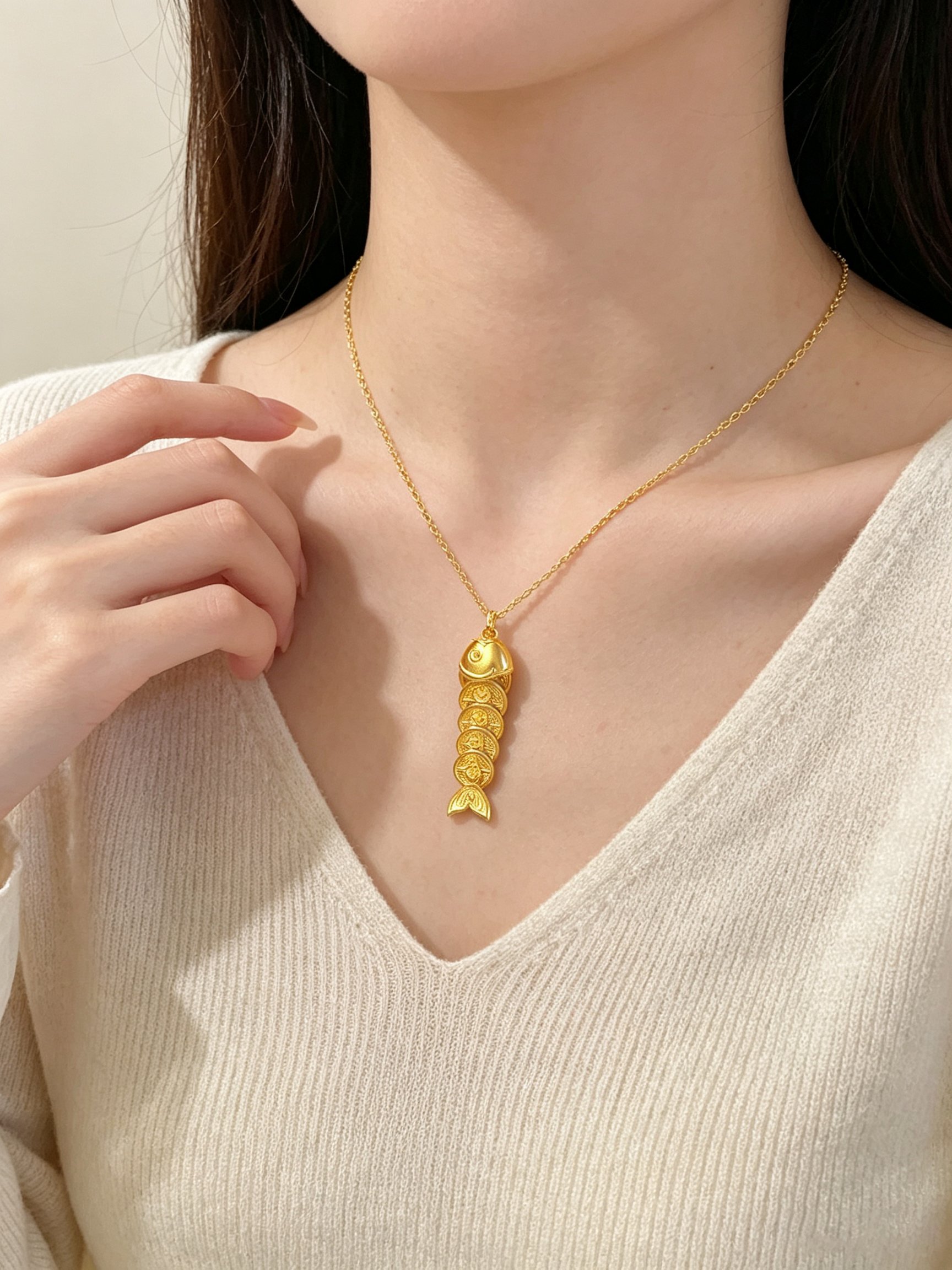 Gold Texture Pendant Necklace